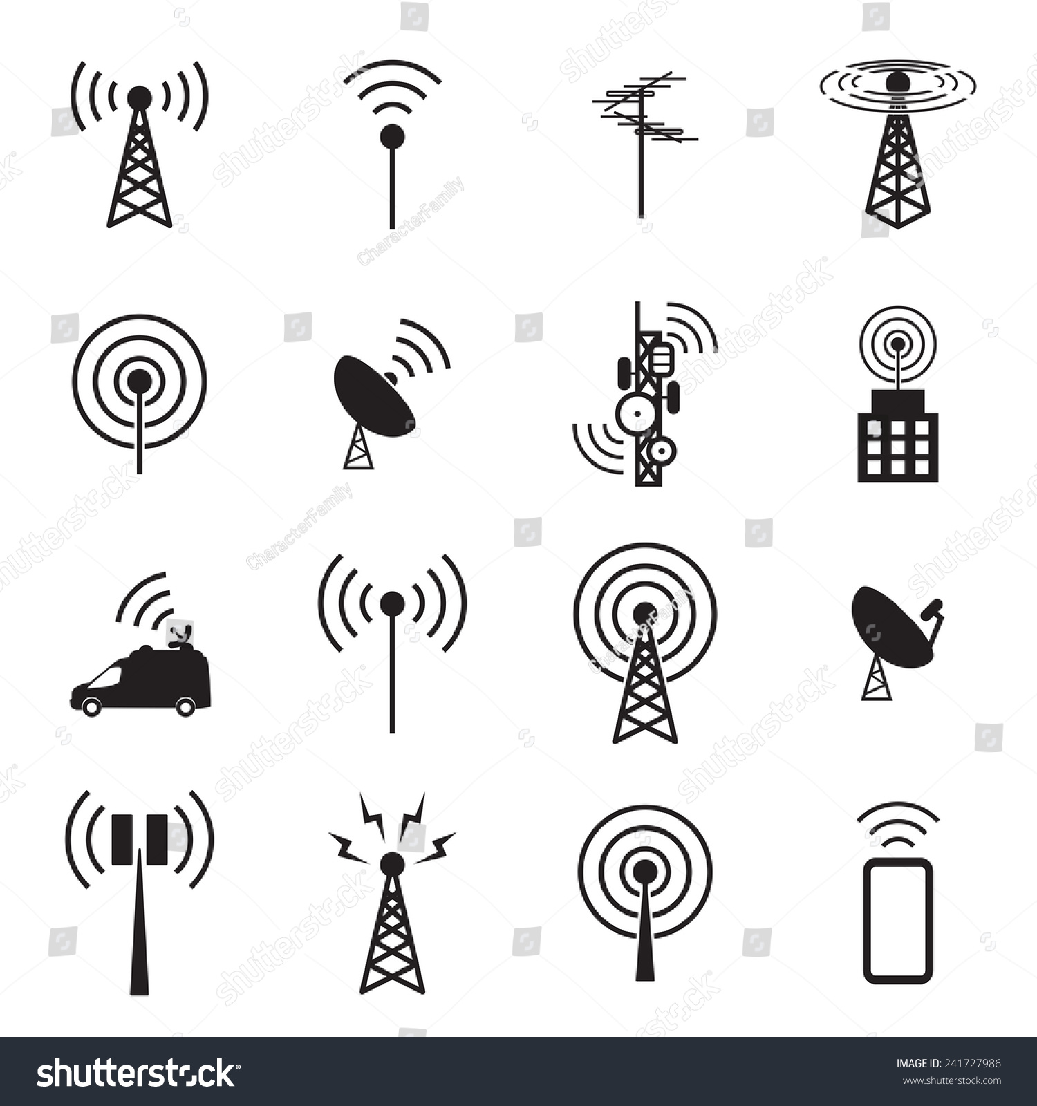 Antenna Icon Set Stock Vector Illustration 241727986 : Shutterstock