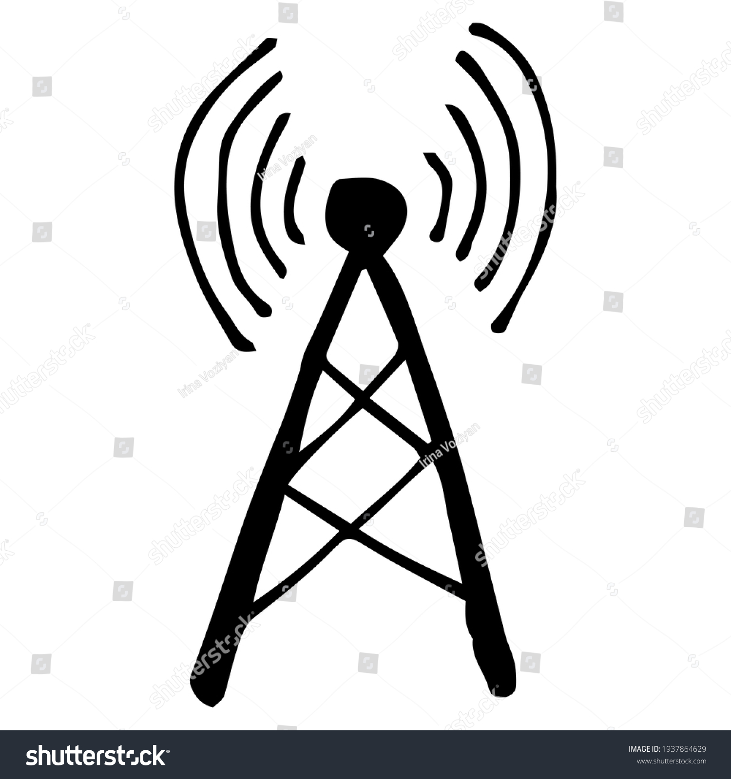 Antenna Waves Icon Radio Wireless Connection Stock Vector (Royalty Free ...