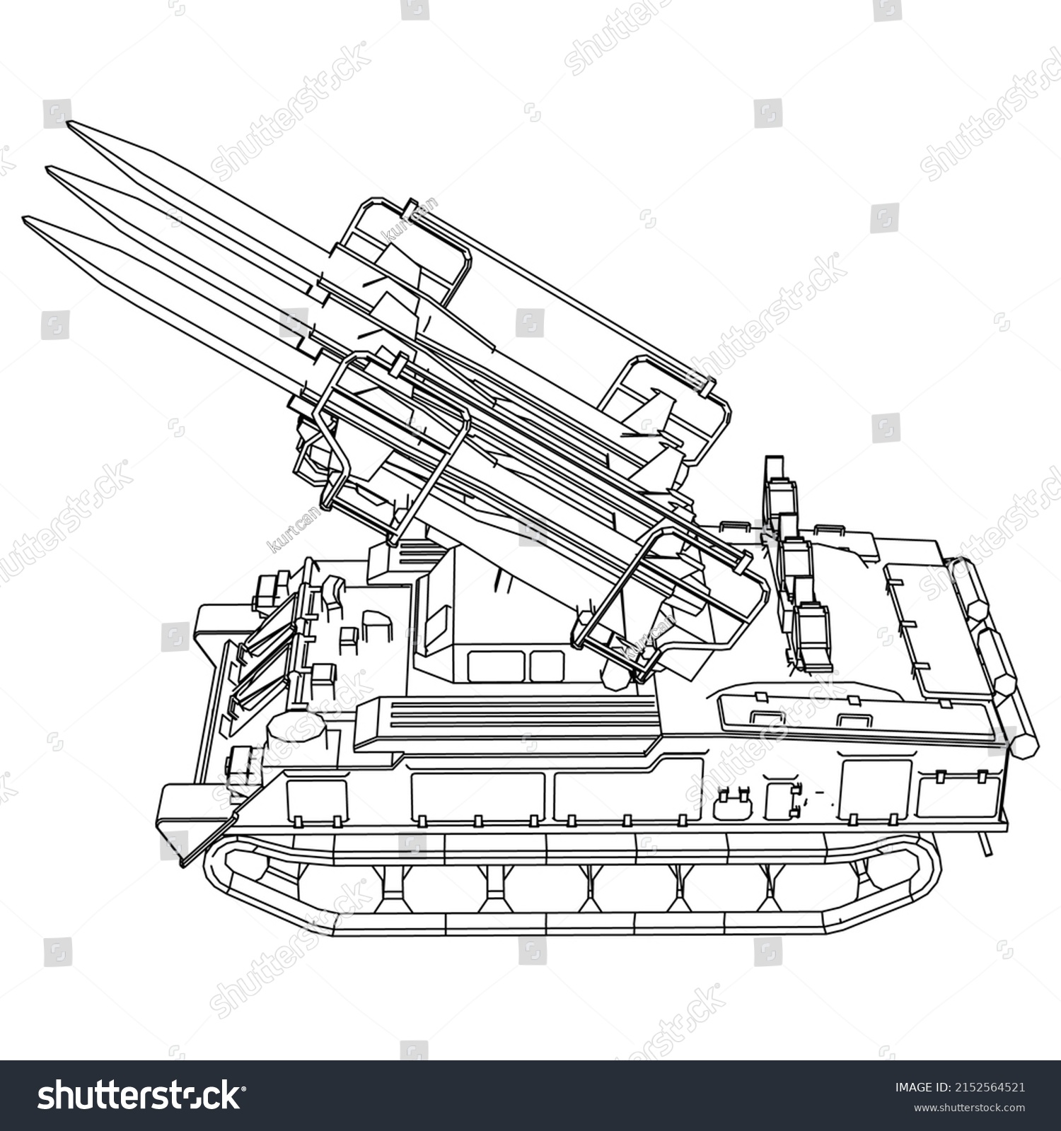 Antiaircraft Missile System Rockets Shells Special Stock Vector