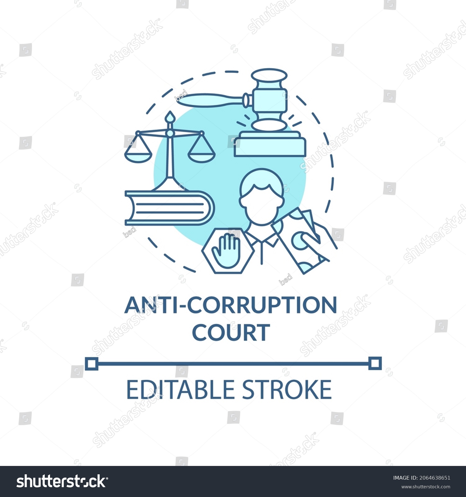 SVG of Anti corruption court blue concept icon. Measures against bribery abstract idea thin line illustration. Government combat against bribes. Vector isolated outline color drawing. Editable stroke svg