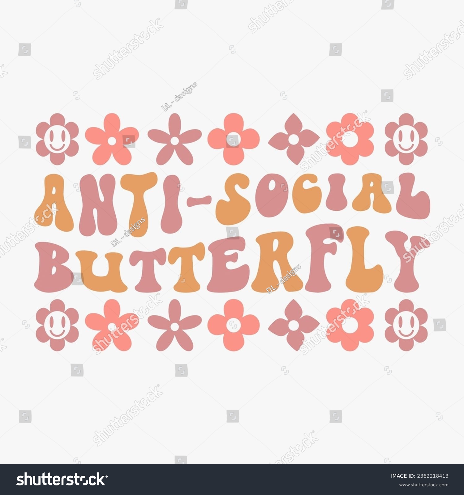 SVG of Anti Social Butterfly retro svg T shirt svg