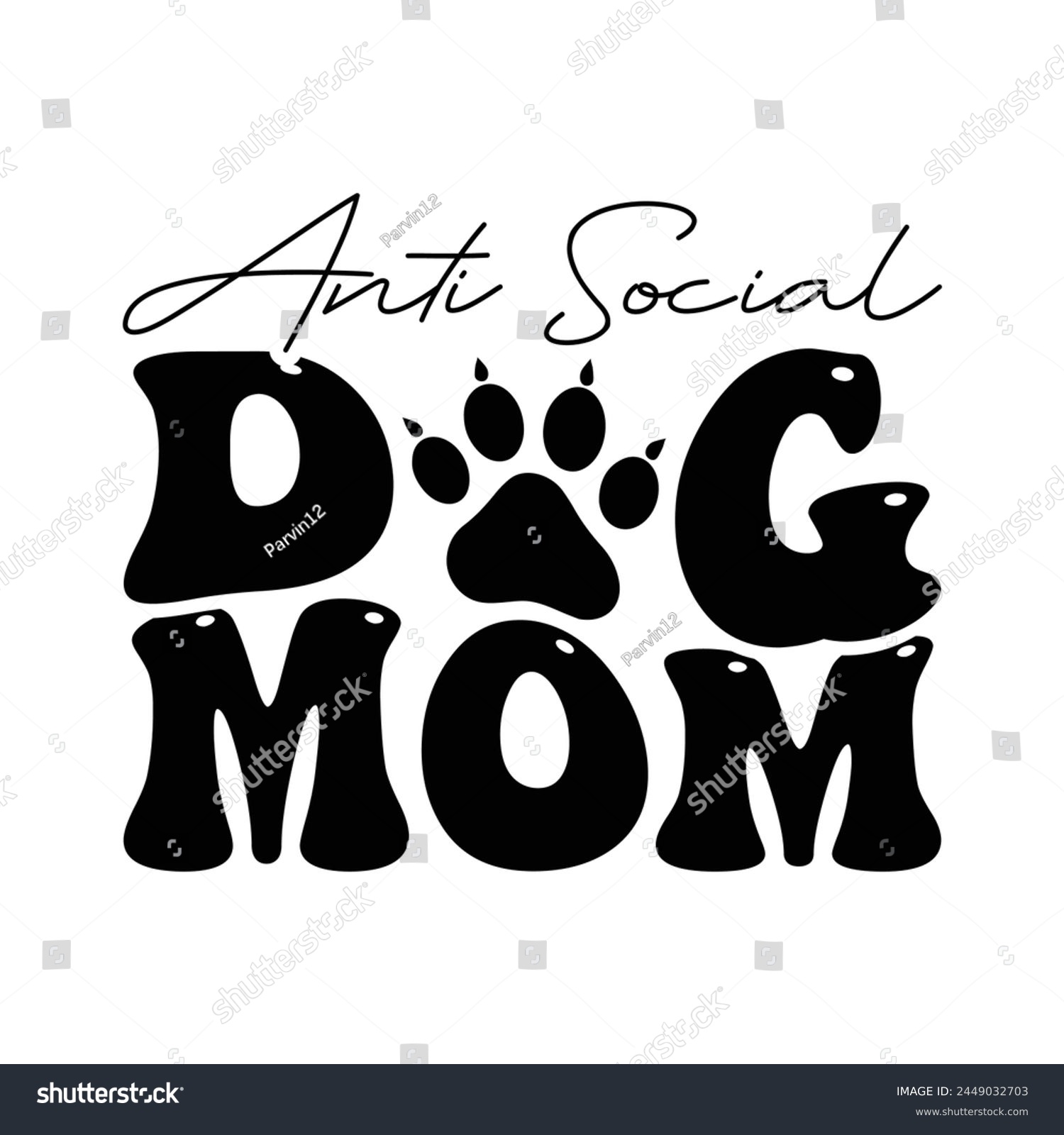 SVG of Anti social dog mom wave svg
