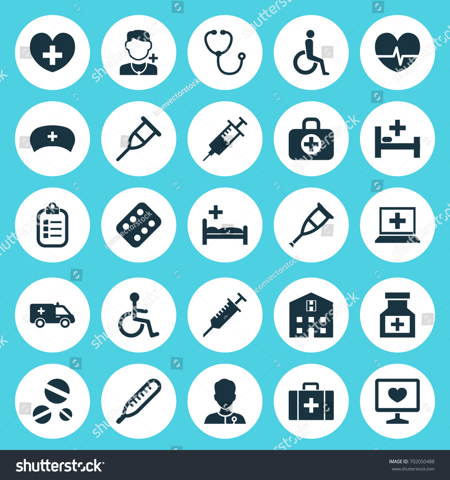 Antibiotic Icons Set Collection Rhythm Remedy Stock Vector (Royalty ...