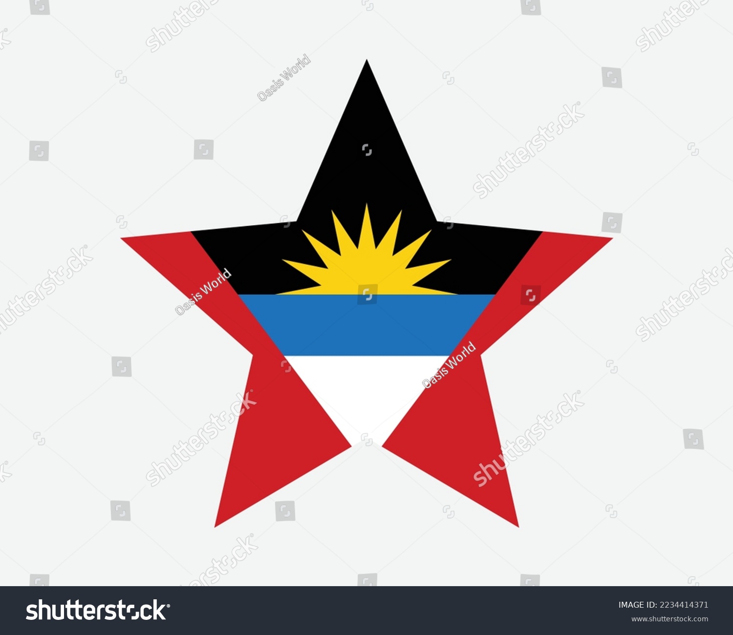 SVG of Antigua and Barbuda Star Flag. Antiguan and Barbudan Star Shape Flag. Country National Banner Icon Symbol Vector 2D Flat Artwork Graphic Illustration svg