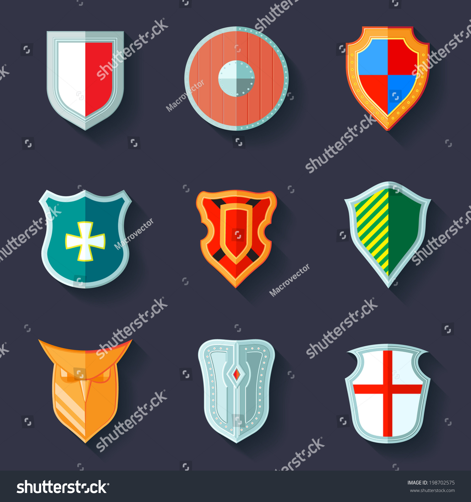 Antique Army Shields Crest Medieval Heraldry Stock Vector 198702575 ...