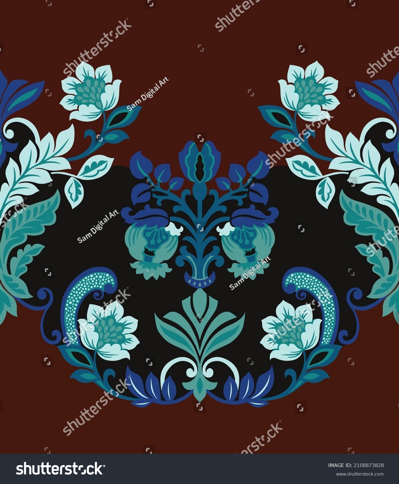 Antique Beautiful Blue Floral Graphical Vintage Stock Vector (Royalty ...