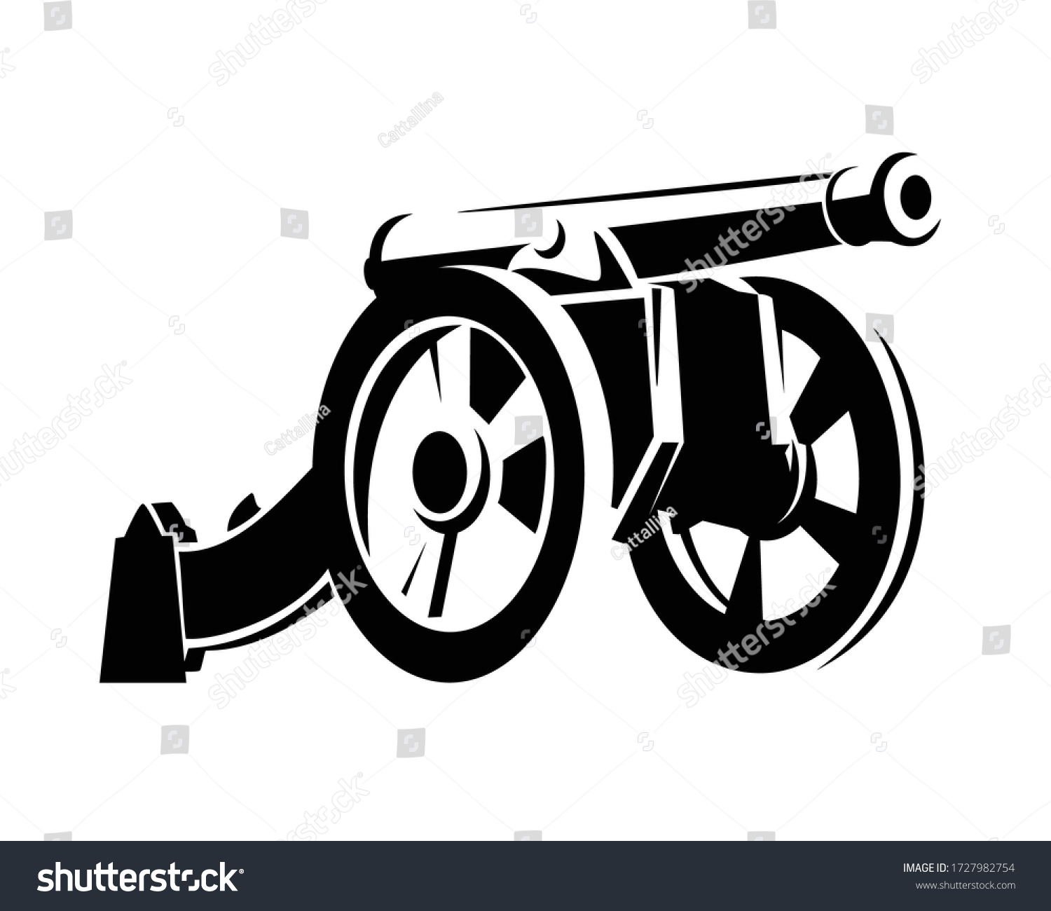 Antique Cannon Gun Black White Vector Stock Vector (Royalty Free ...