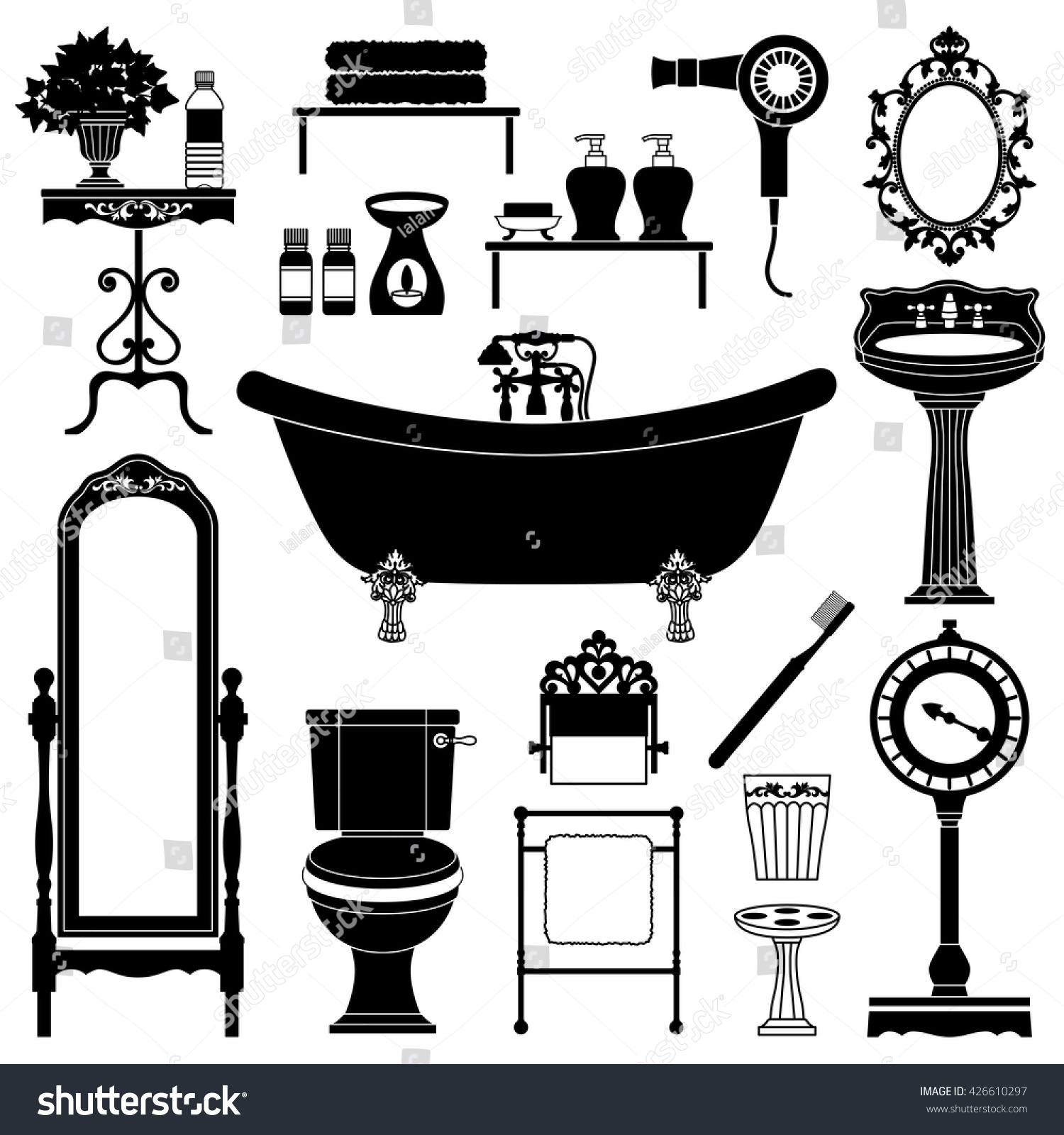 Download Antique Furniture Bathroom Stock Vector 426610297 - Shutterstock
