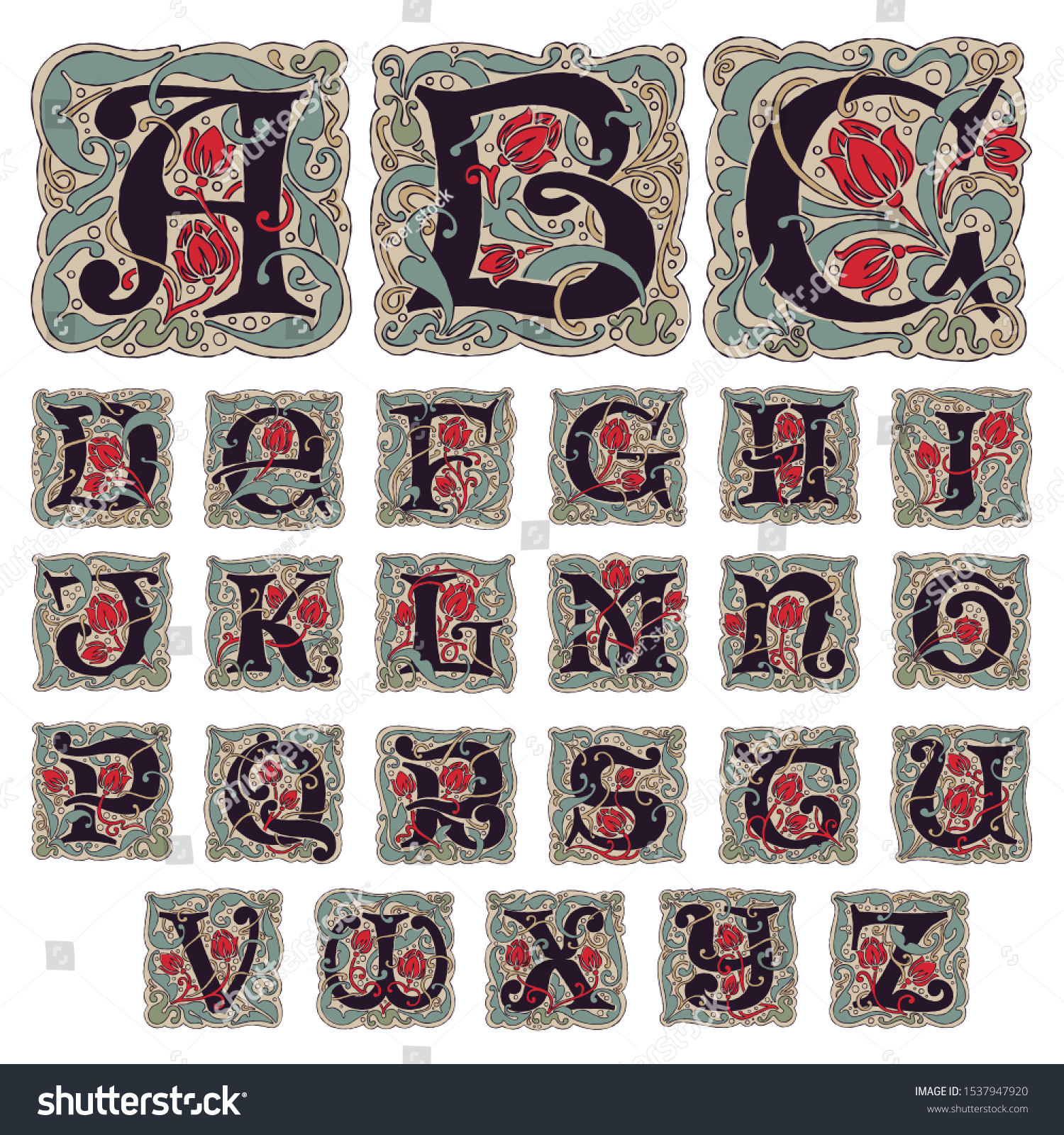 antique gothic alphabet letters vintage colors stock vector royalty free 1537947920 shutterstock