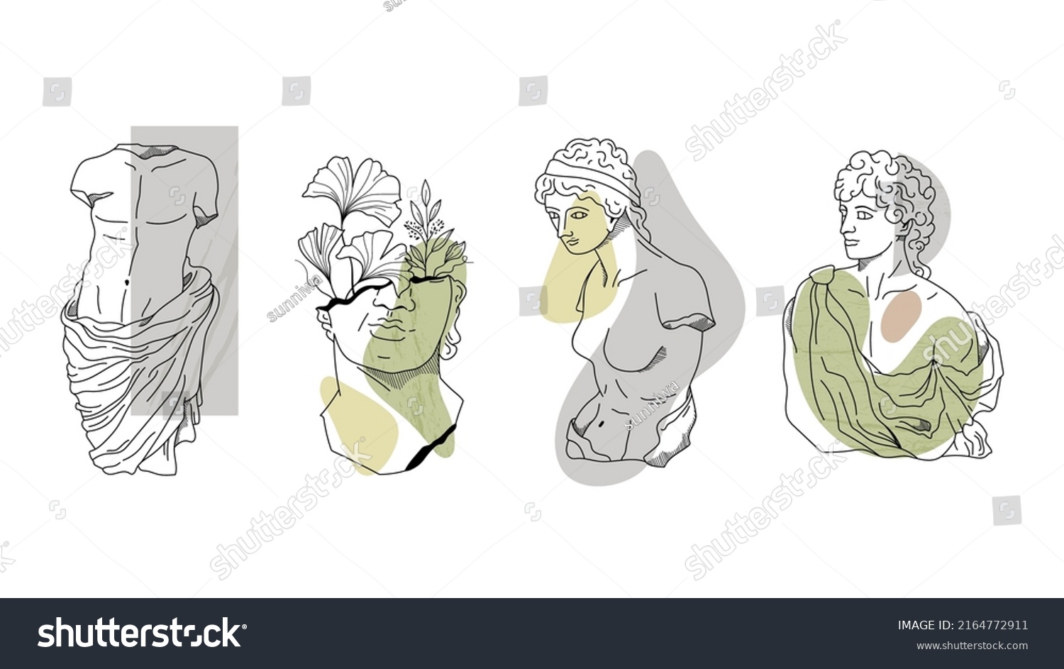 Antique Greek Aesthetics Ancient Greece Statues Stock Vector (Royalty ...