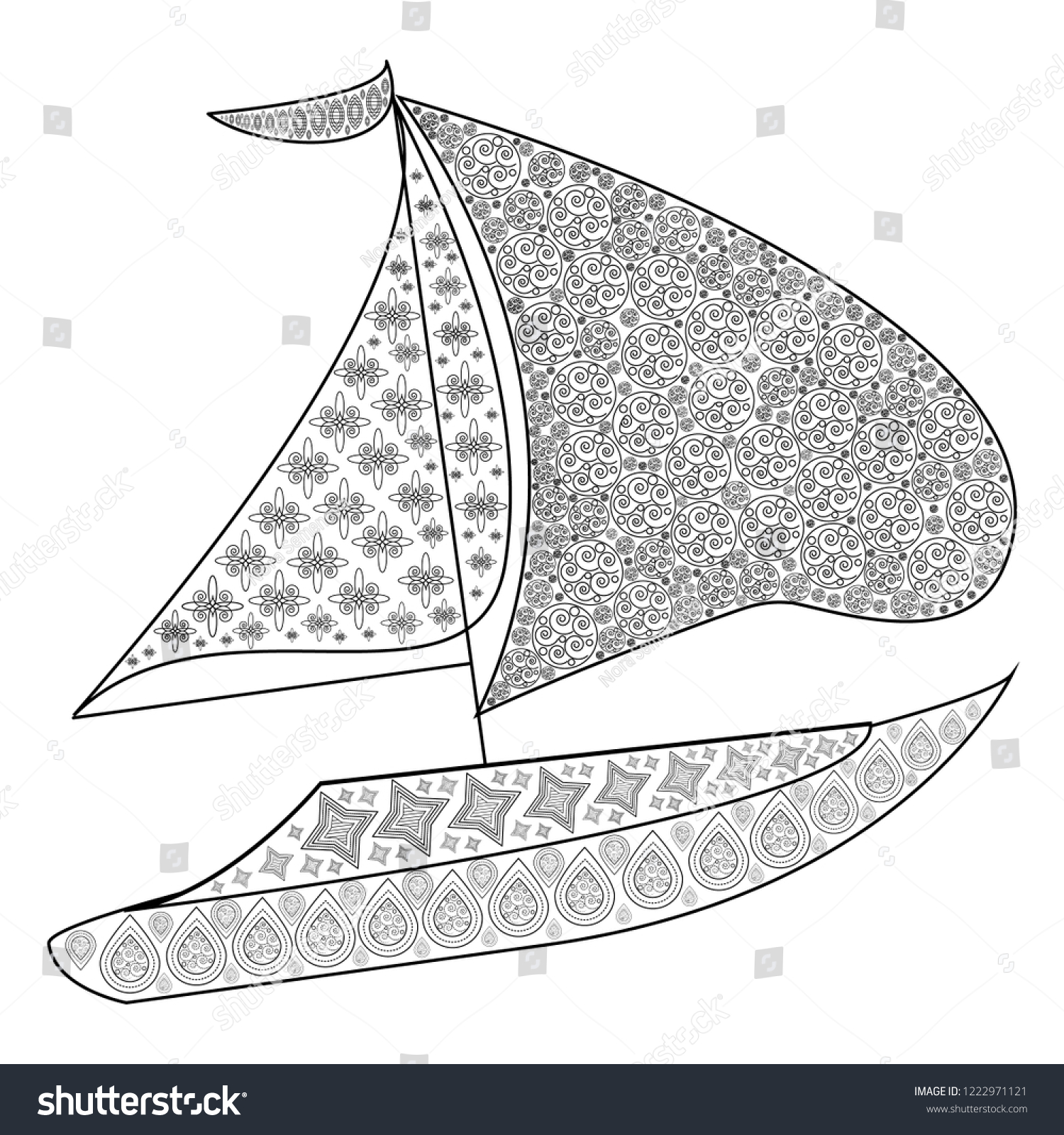 Download Antistress Coloring Book Adults Kids Sailing Stock Vector Royalty Free 1222971121