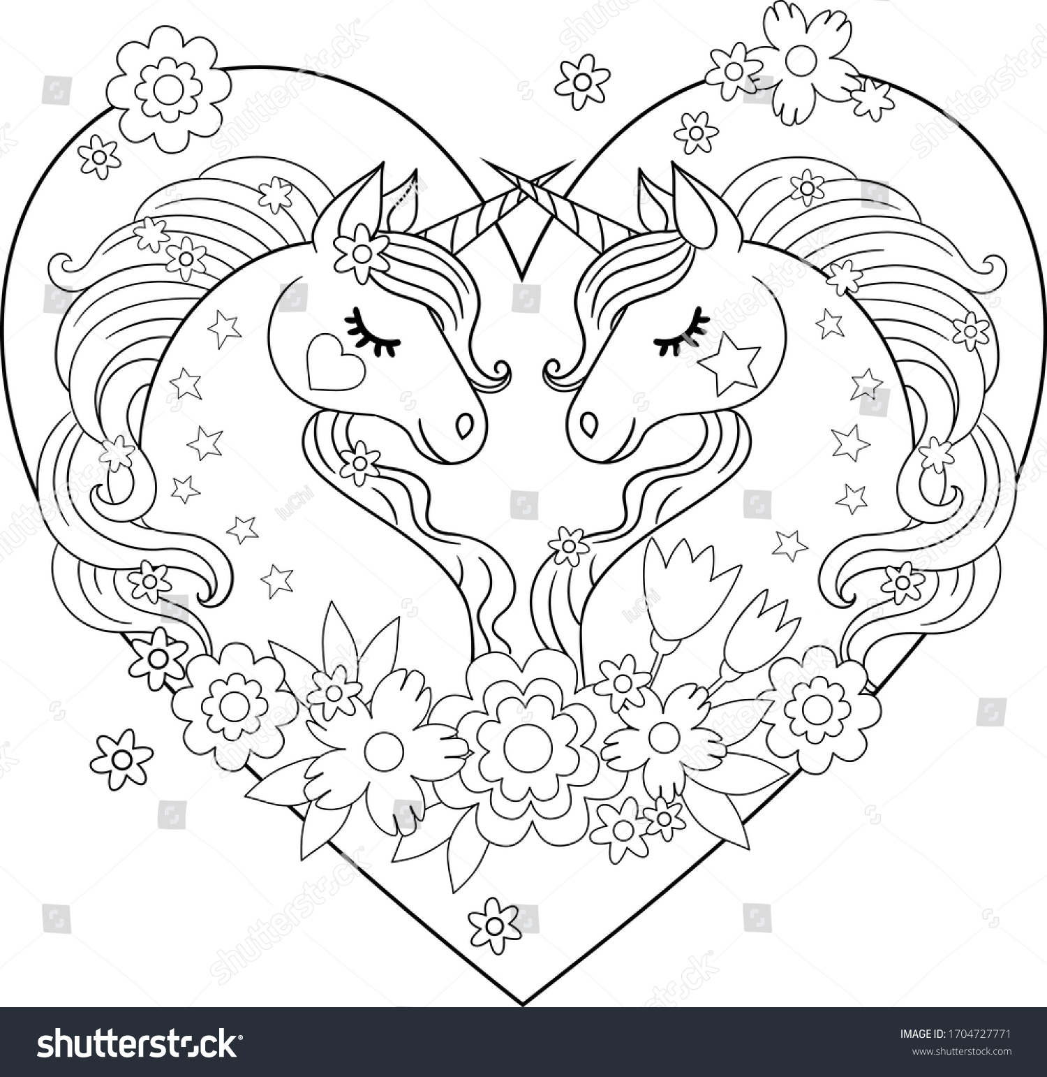 Antistress Coloring Page Two Cute Cartoon Stock Vector Royalty ...