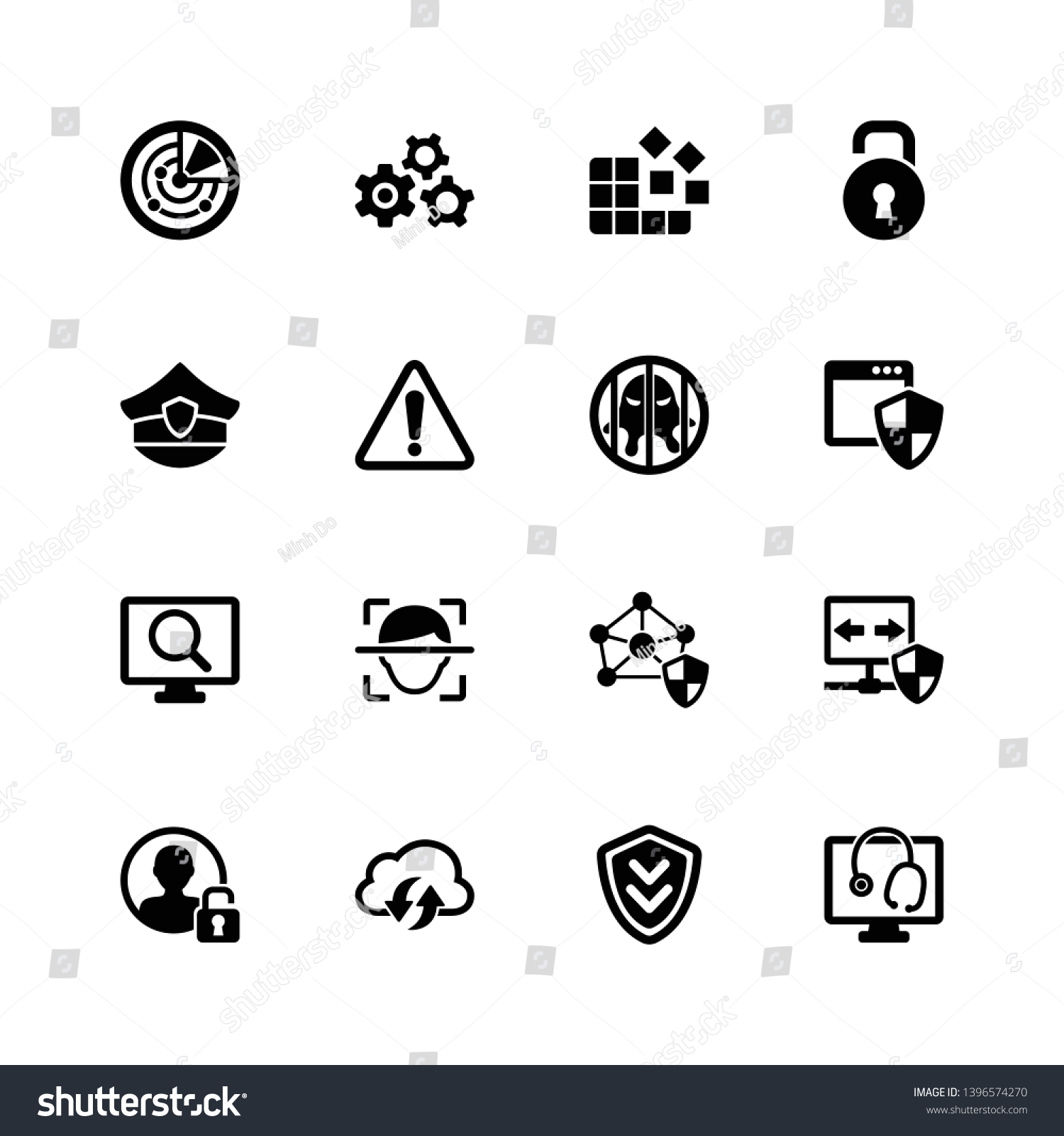 Antivirus Internet Security Icons Black Series Stock Vector (Royalty ...