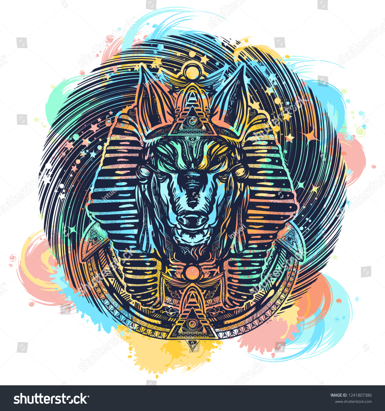 Anubis Universe Tattoo Tshirt Design Ancient Stock Vector (Royalty 