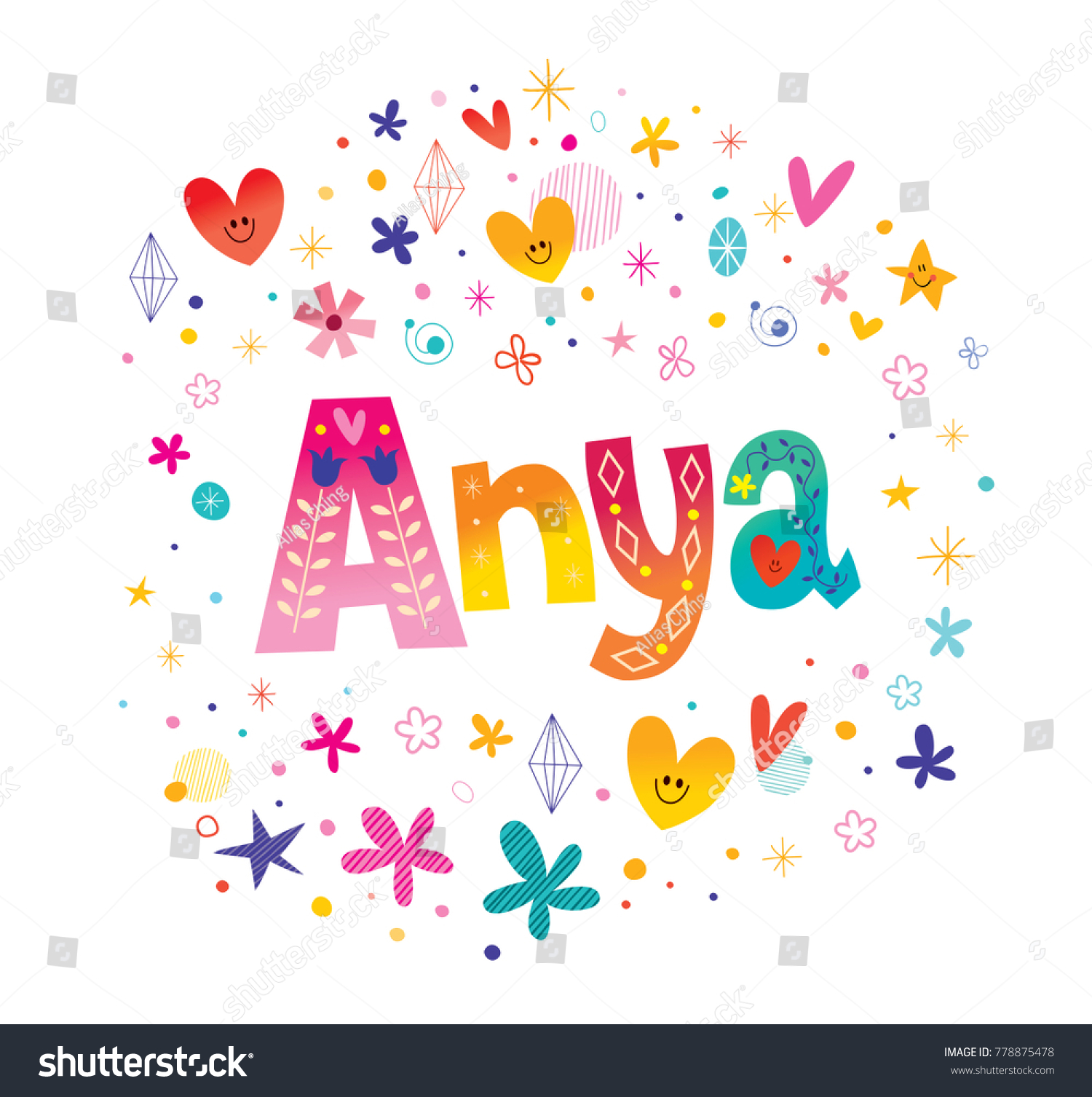 SVG of Anya feminine given name decorative lettering type design svg