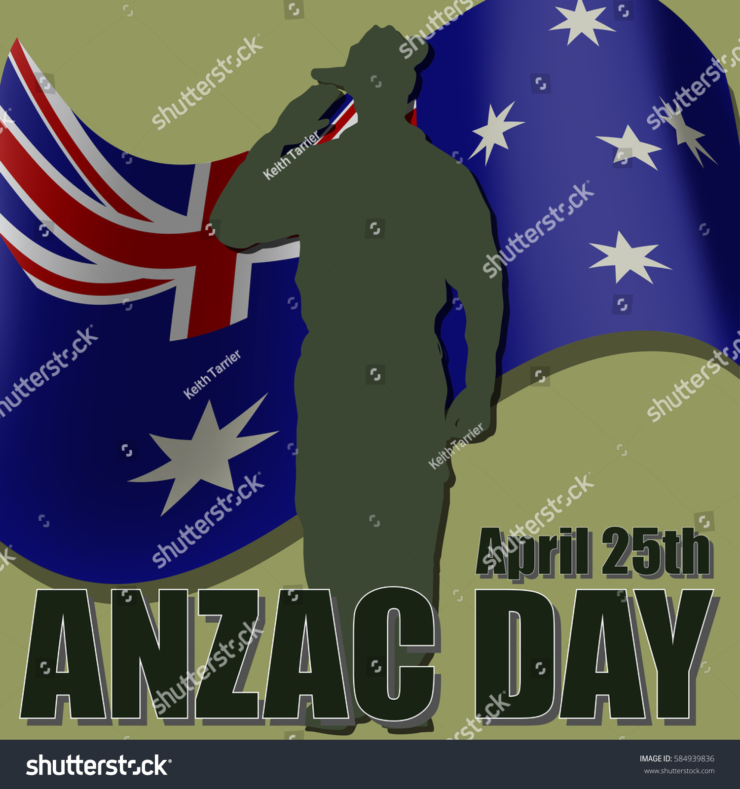 Anzac Day Banner Poster Featuring Waving Stock Vector (Royalty Free ...