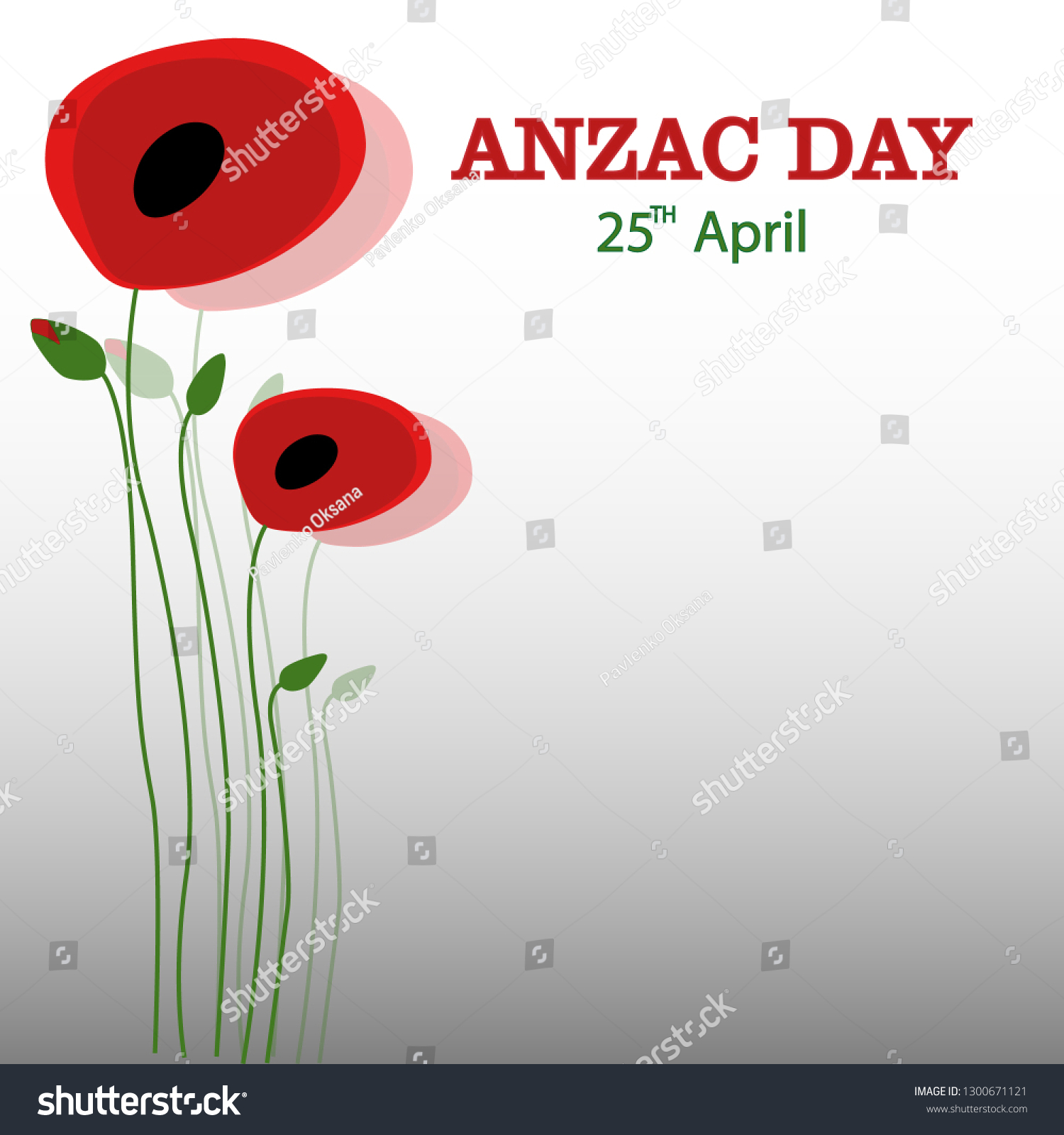 Anzac Day Red Poppy World War Stock Vector Royalty Free