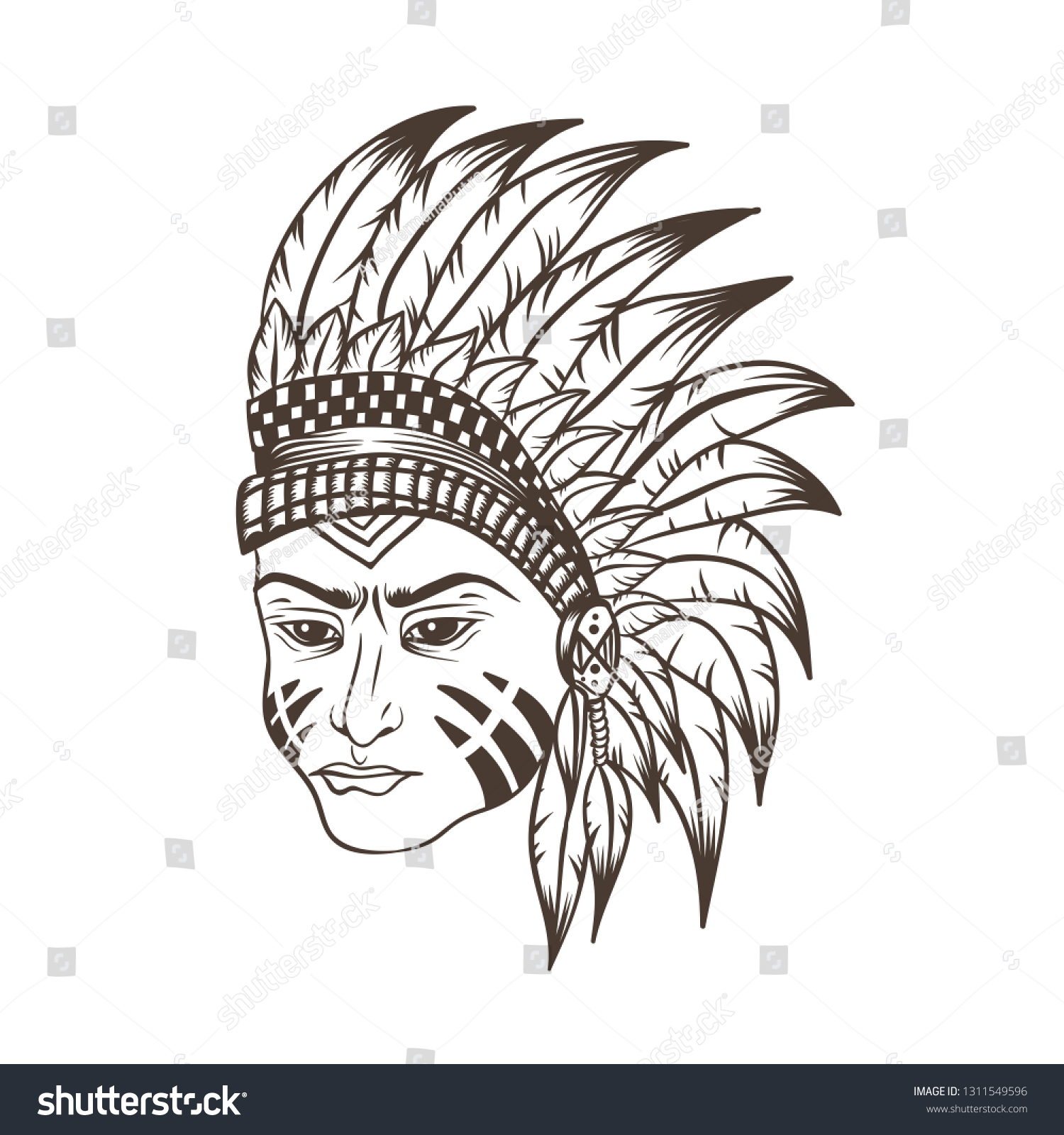 Apache Head Vector Illustration Stock Vector (Royalty Free) 1311549596