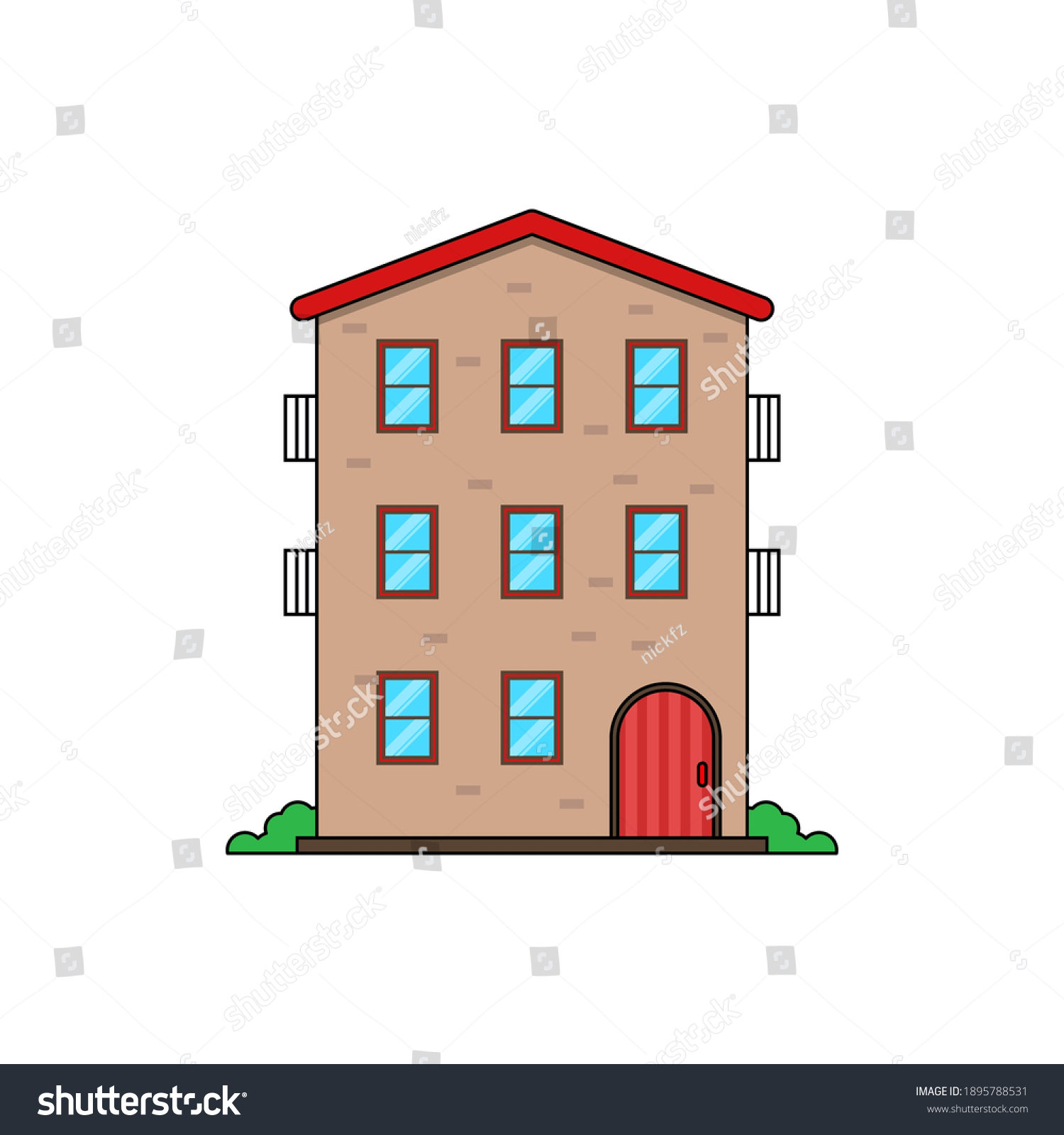 Apartment Building Vector Illustration Cartoon Style Stock Vector Royalty Free 1895788531 0745