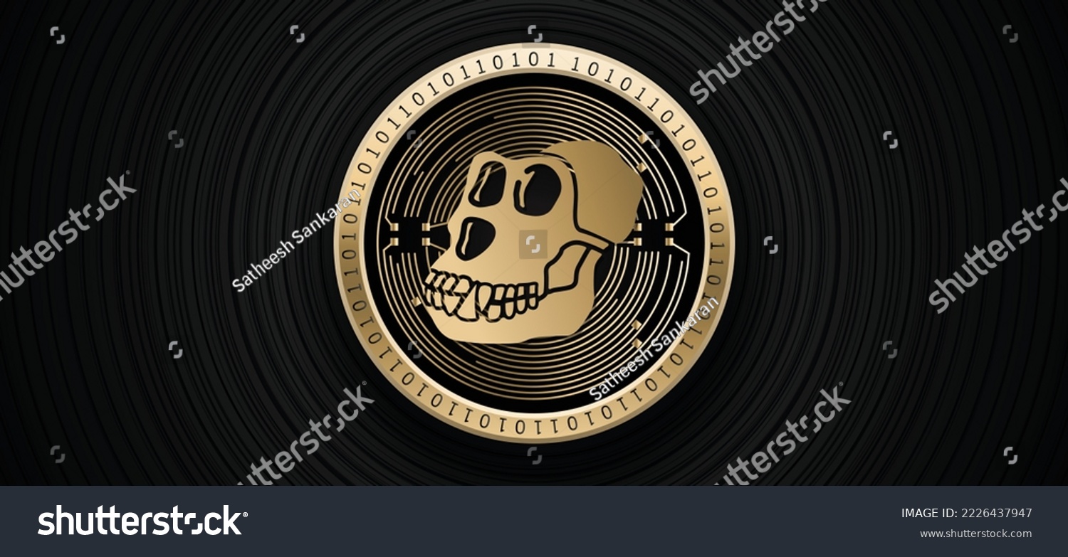 SVG of Apecoin APE cryptocurrency coin logo vector banner and background illustration svg