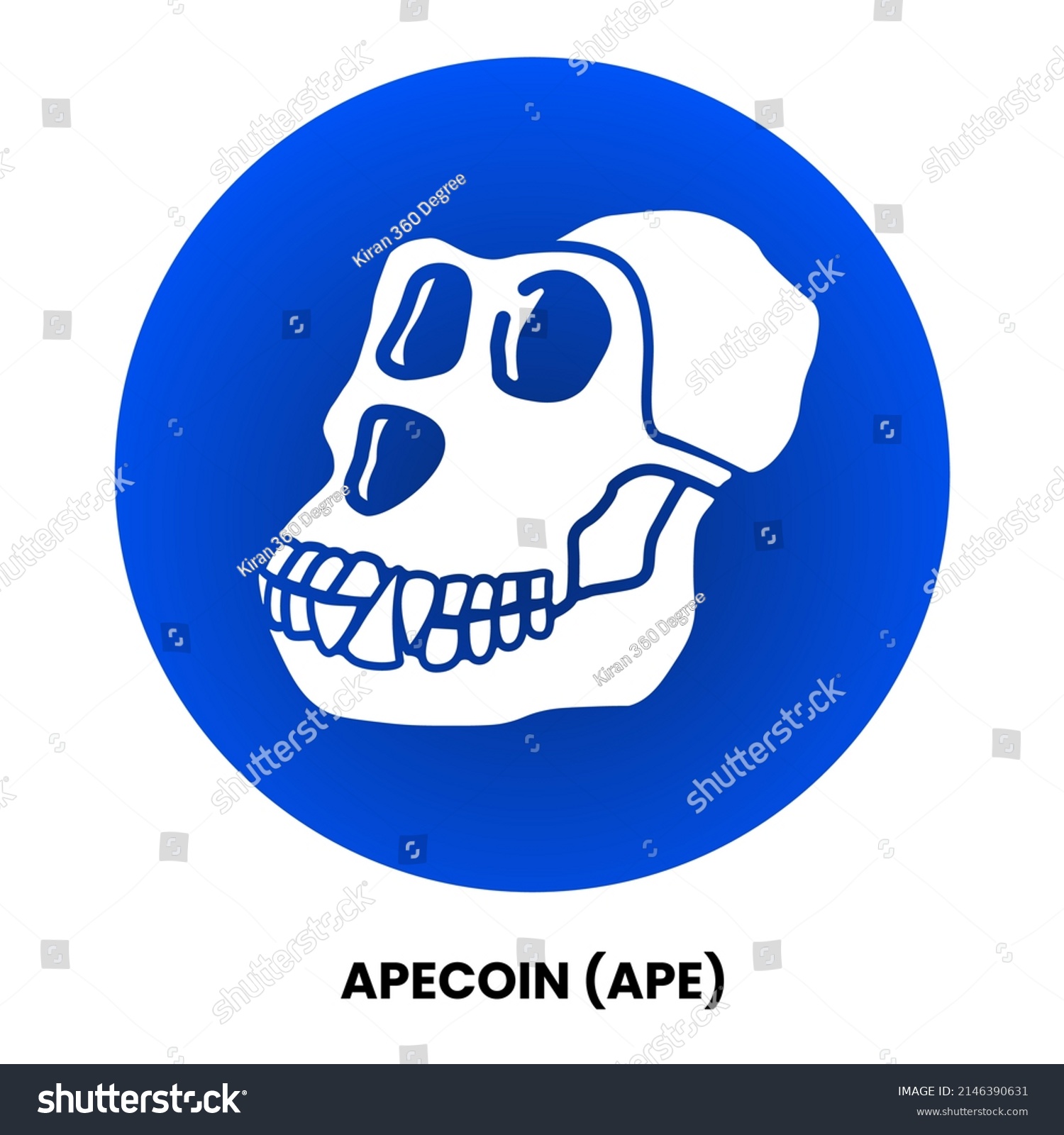 SVG of Apecoin crypto currency with symbol APE. Crypto logo vector illustration for stickers, icon, badges, labels and emblem designs. svg