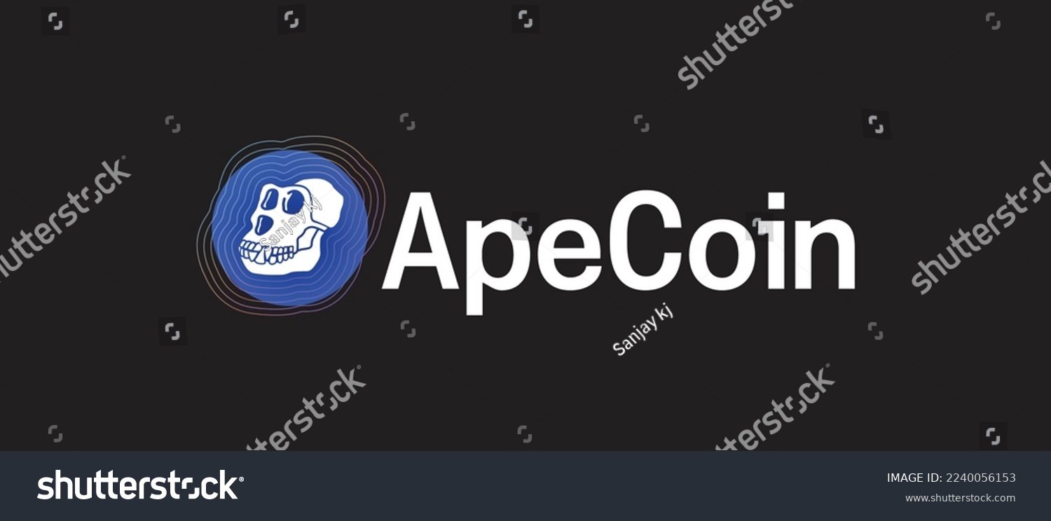 SVG of Apecoin cryptocurrency APE token, Cryptocurrency logo on isolated background with text. svg