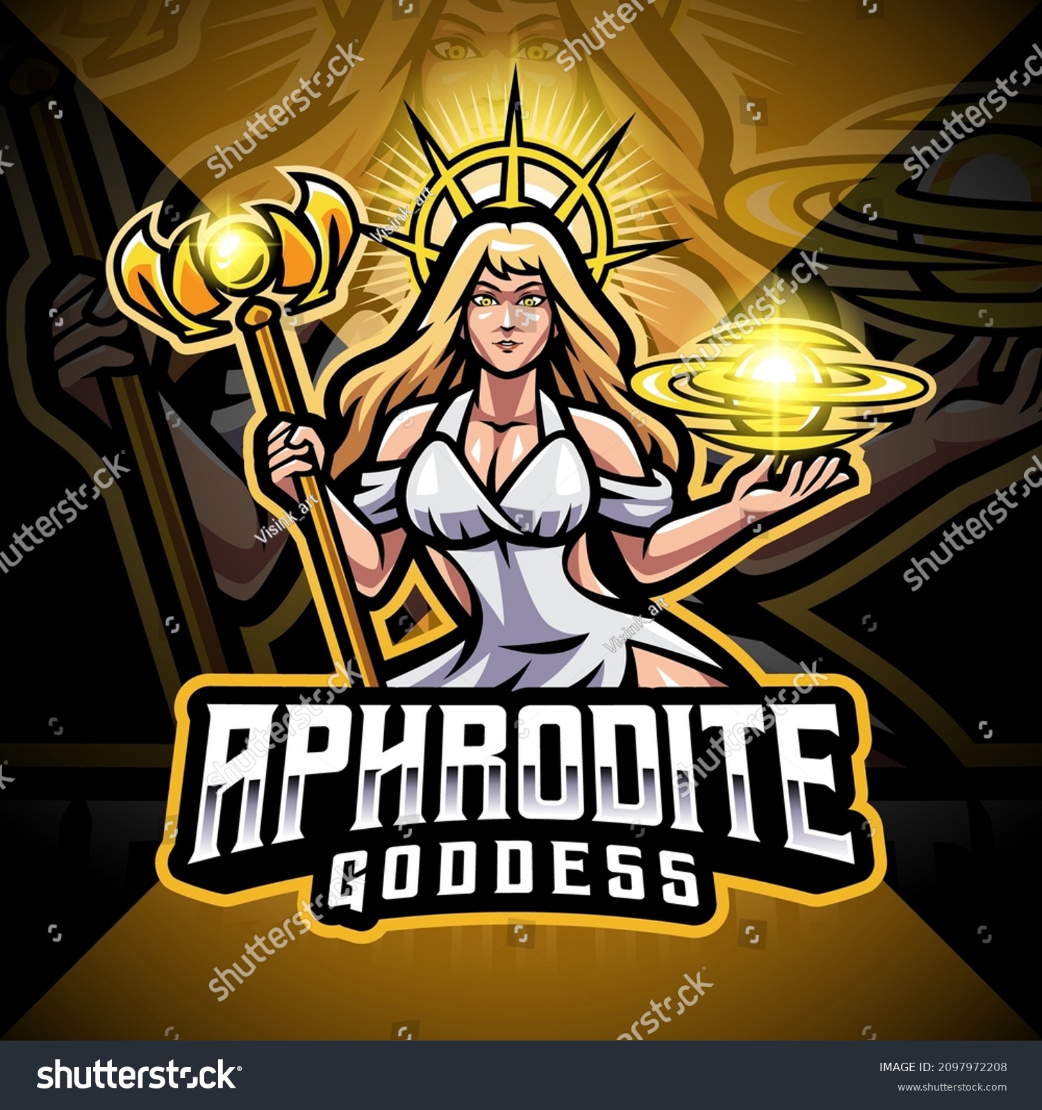 SVG of Aphrodite goddess esport mascot logo design svg