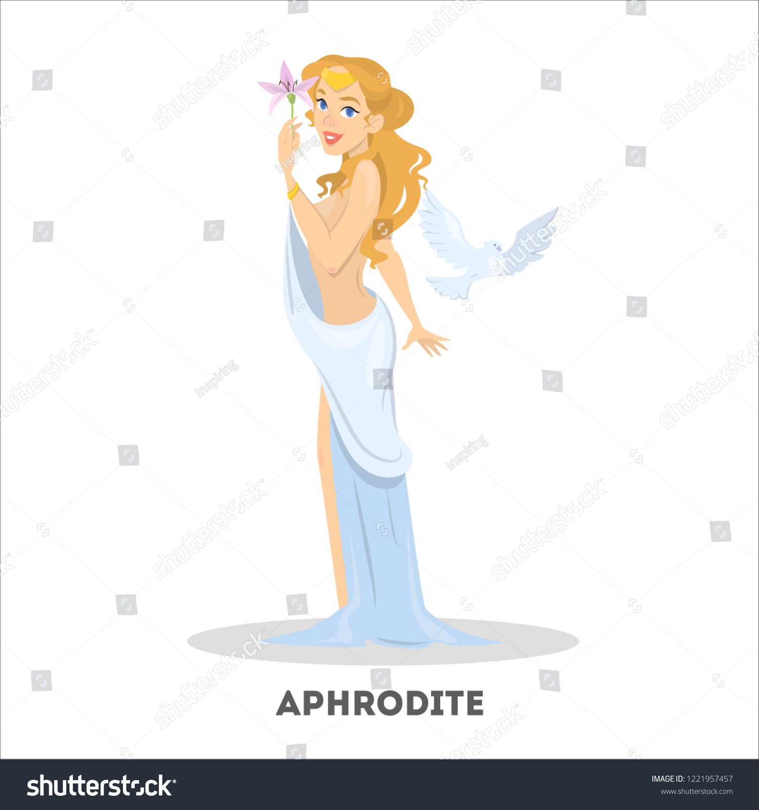 Aphrodite White Dress Greek Beautiful Ancient Stock Vector (Royalty ...