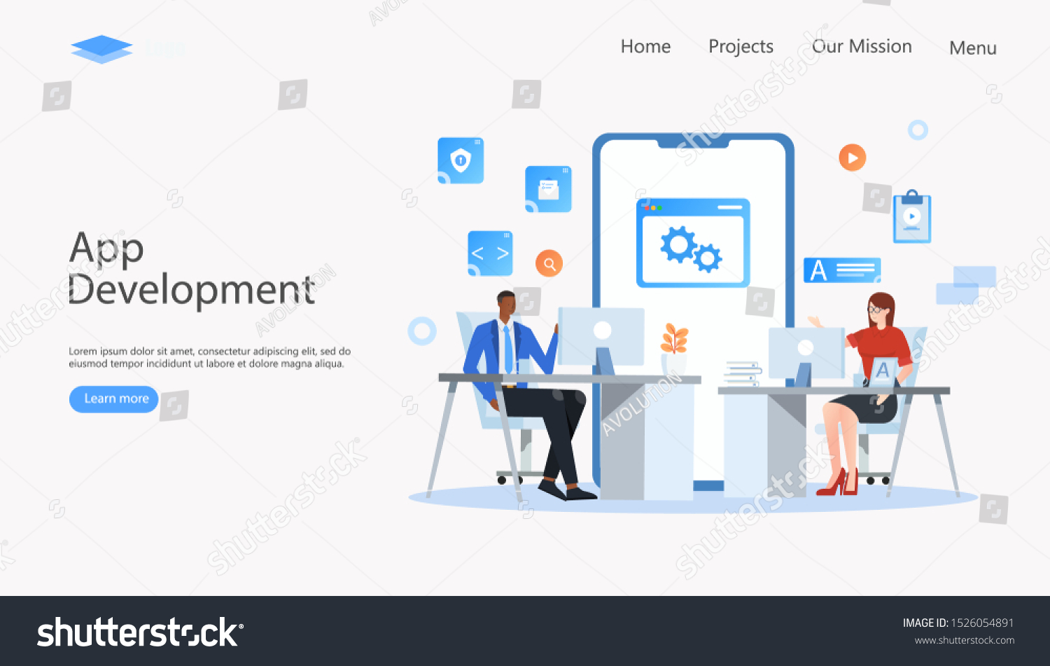 App Development Vector Illustration Concept Suitable Stock Vector