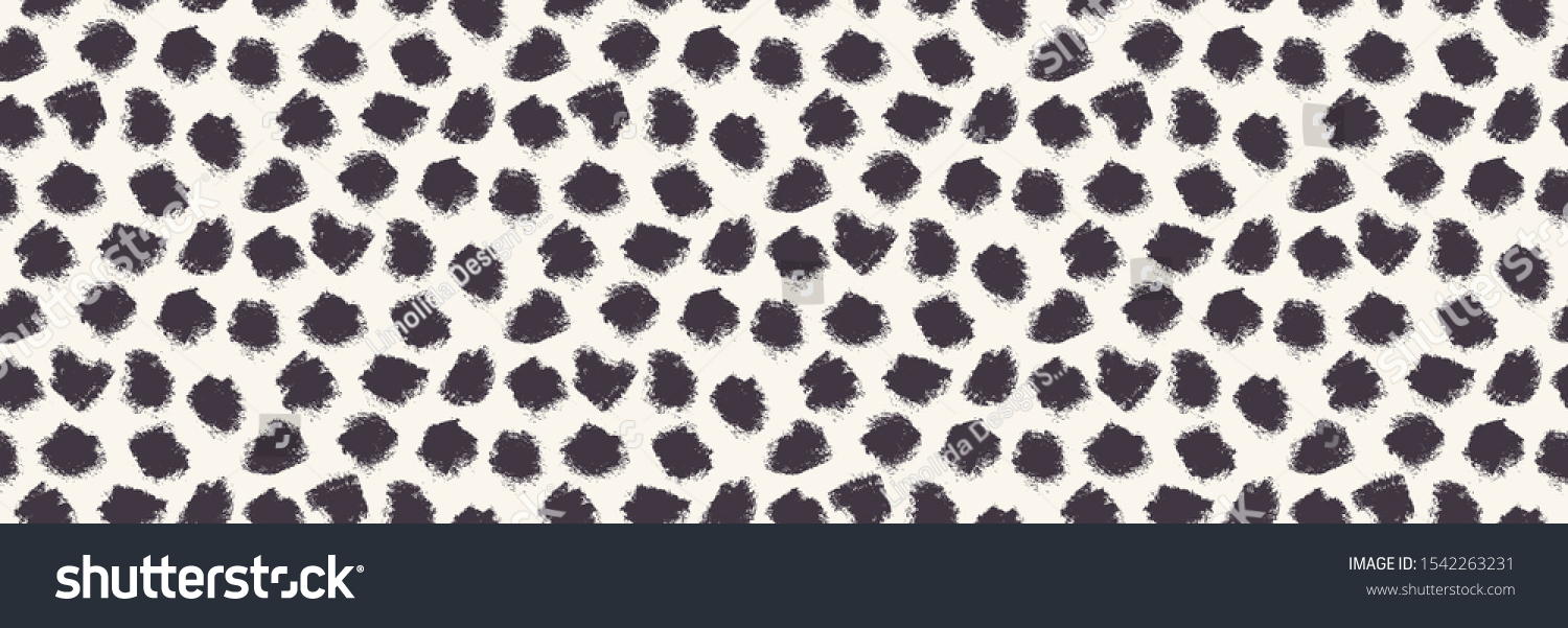 SVG of Appaloosa Imperfect Polka Dot Spots Seamless Border Pattern. Doodle Brushstroke Dotted Animal Skin Background in Monochrome. Abstract Dalmation Fashion, Branding, Packaging ribbon Trim. Vector eps10
 svg