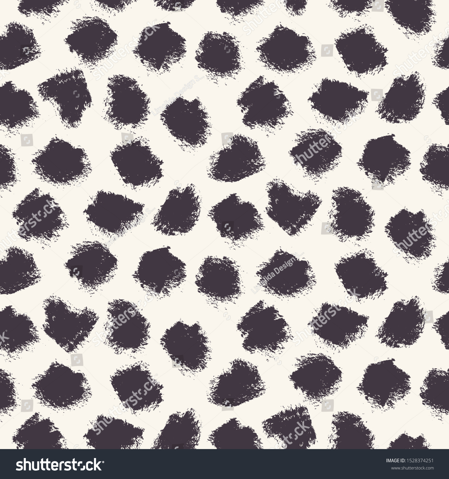 SVG of Appaloosa Imperfect Polka Dot Spots Seamless Pattern. Doodle Brushstroke Dotted Animal Skin Background in Monochrome. Abstract Dalmation All Over Print for Fashion, Branding, Packaging. Vector eps10 svg