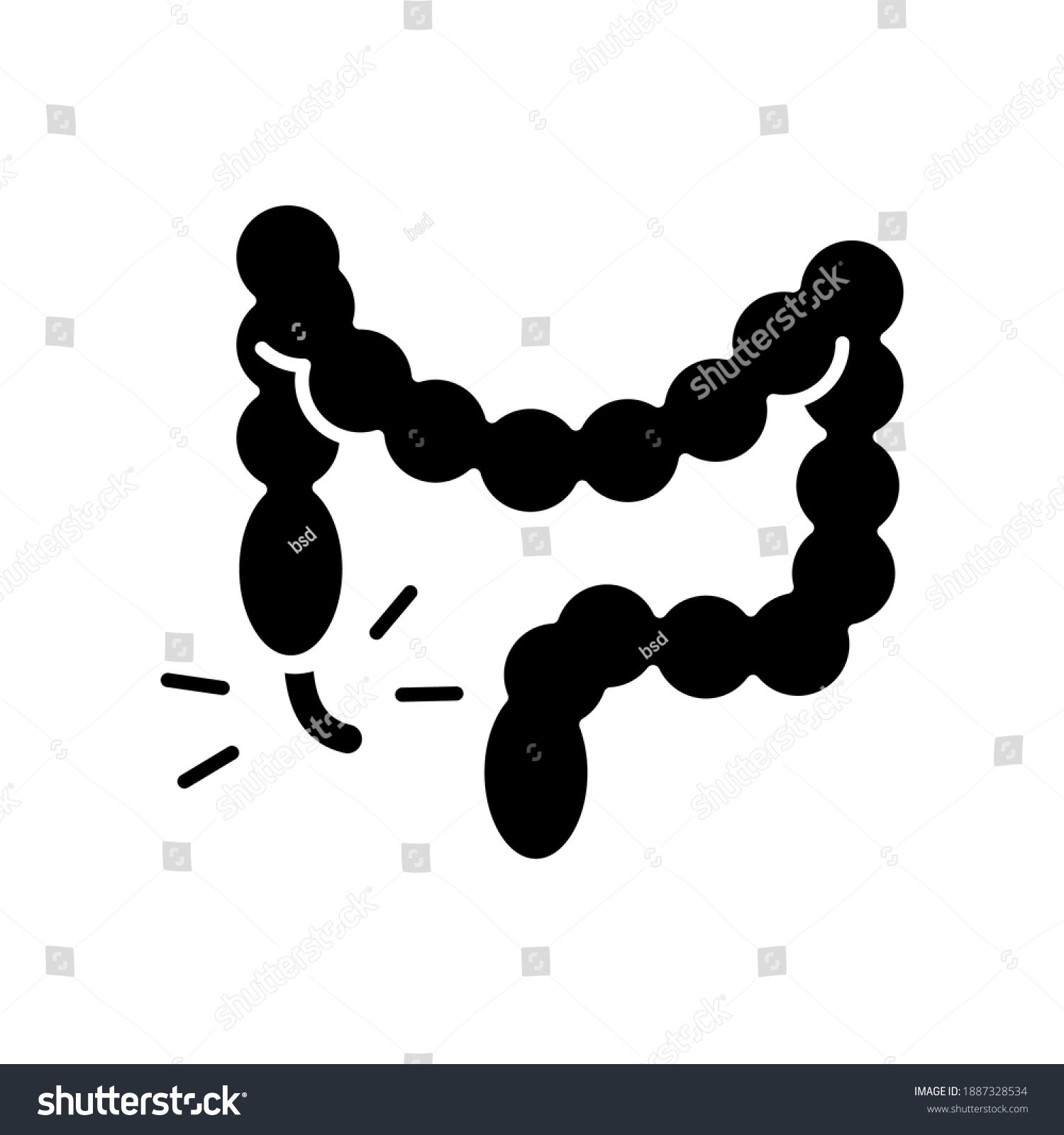 Appendicitis Black Glyph Icon Appendix Inflammation Stock Vector