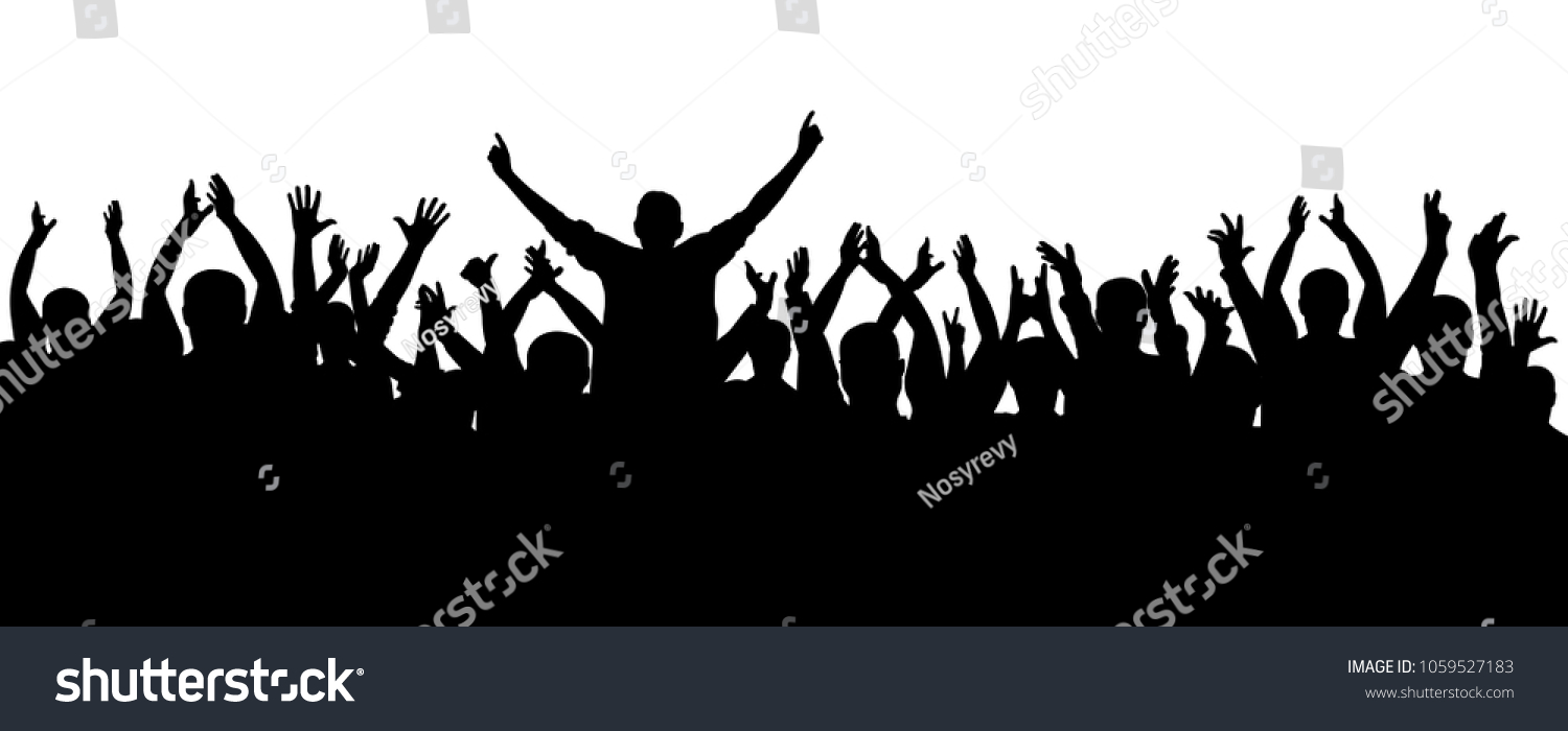 Applause Cheerful Crowd People Silhouette Concert Stock Vector (Royalty ...
