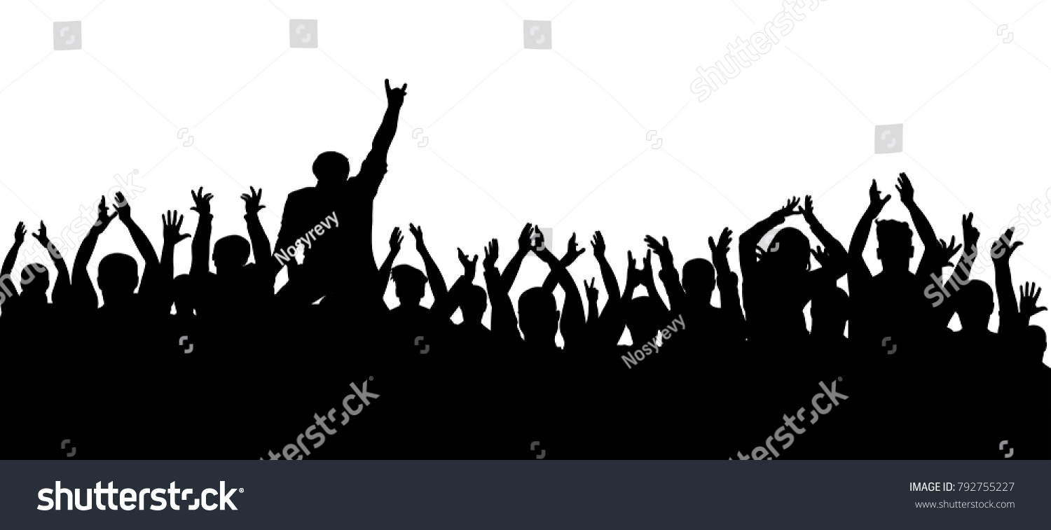 Applause Crowd People Silhouette Cheerful Fans Stock Vector (Royalty ...