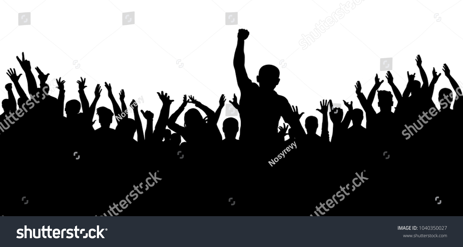 Applause Crowd People Silhouette Cheerful Group Stock Vector (Royalty ...