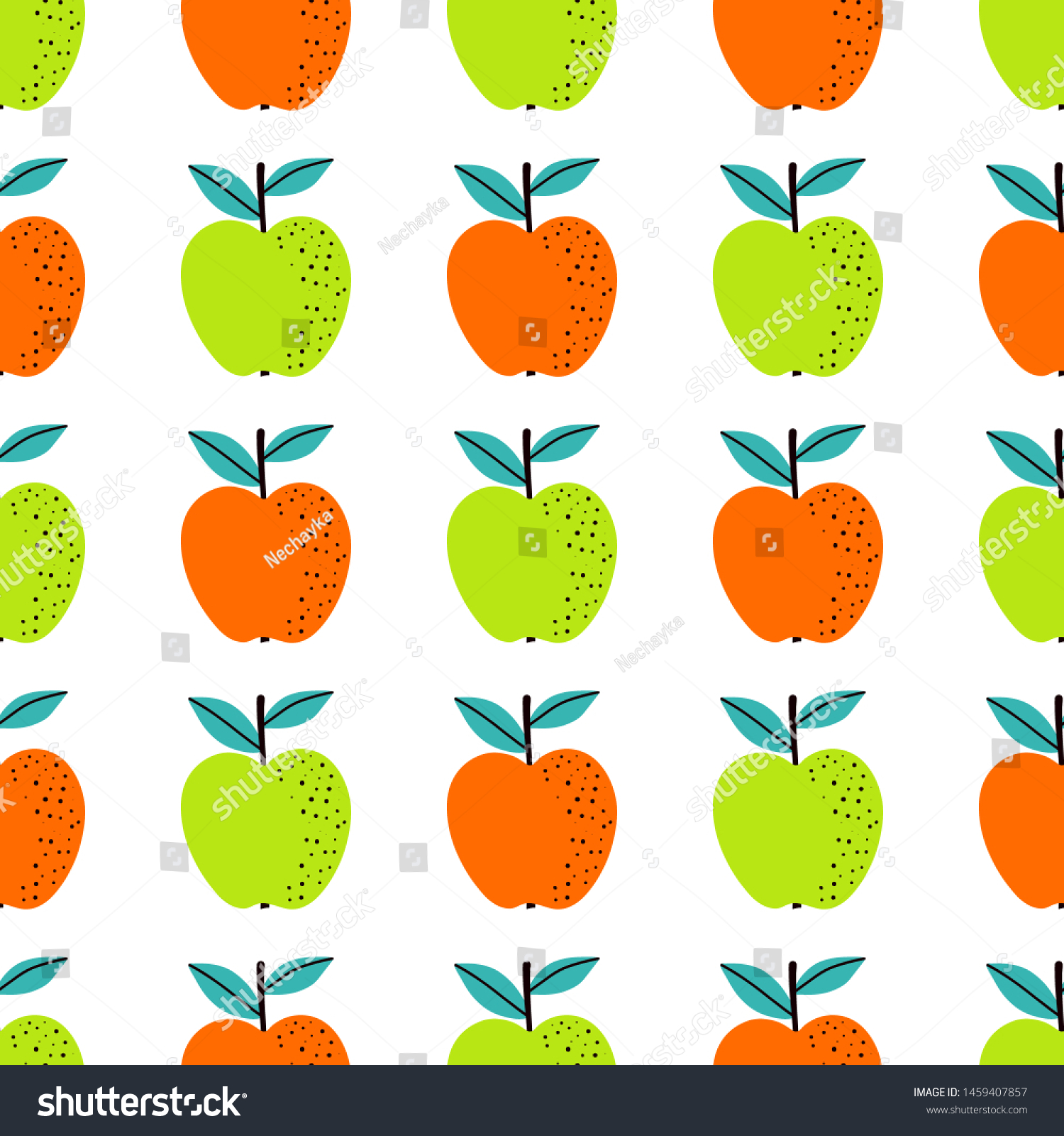 Apple fruit seamless pattern, abstract repeated background. For paper, cover, fabric, gift wrap, wall art, interior décor. Simple surface pattern design. Vector