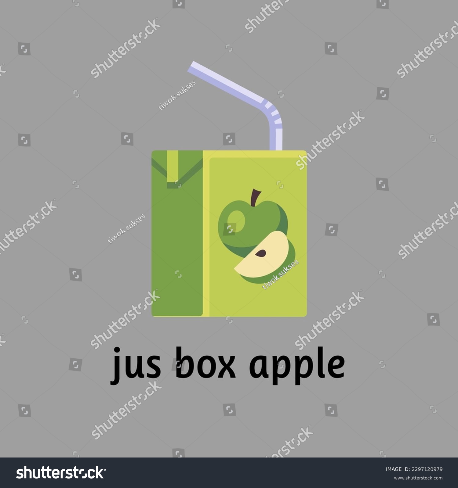SVG of Apple Juice box flat icon. Simple vector illustration of juice pack with straw isolated on gray background for design and web. svg