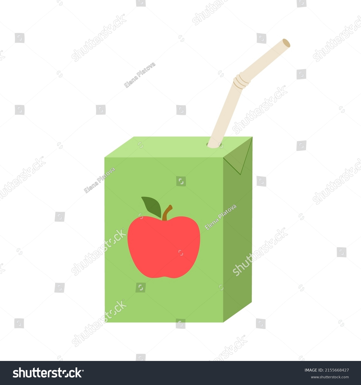 SVG of Apple Juice box flat icon. Simple vector illustration of juice packaging with straw isolated on white background svg