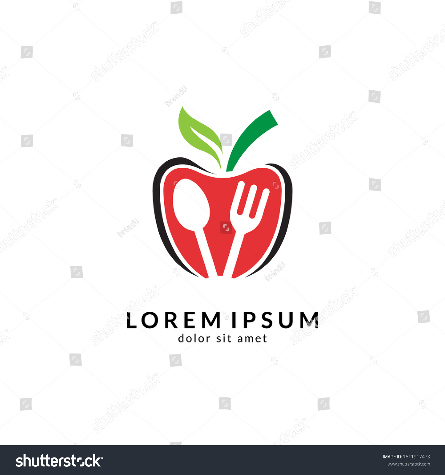 Apple Logo Design Spoon Fork Shape Stock Vector (Royalty Free ...