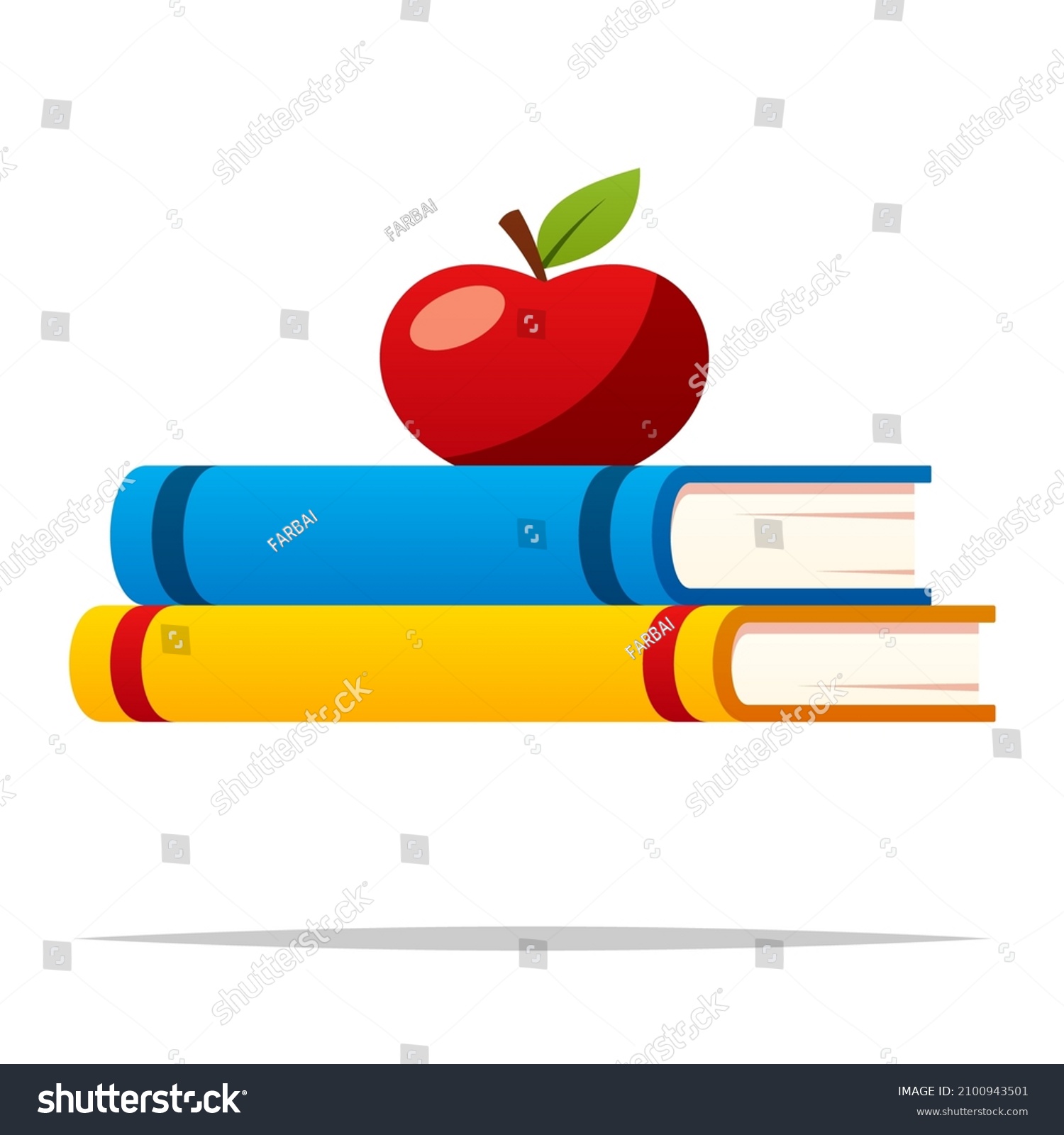 Apple On Stacked Books Vector Isolated Stock Vector (Royalty Free ...