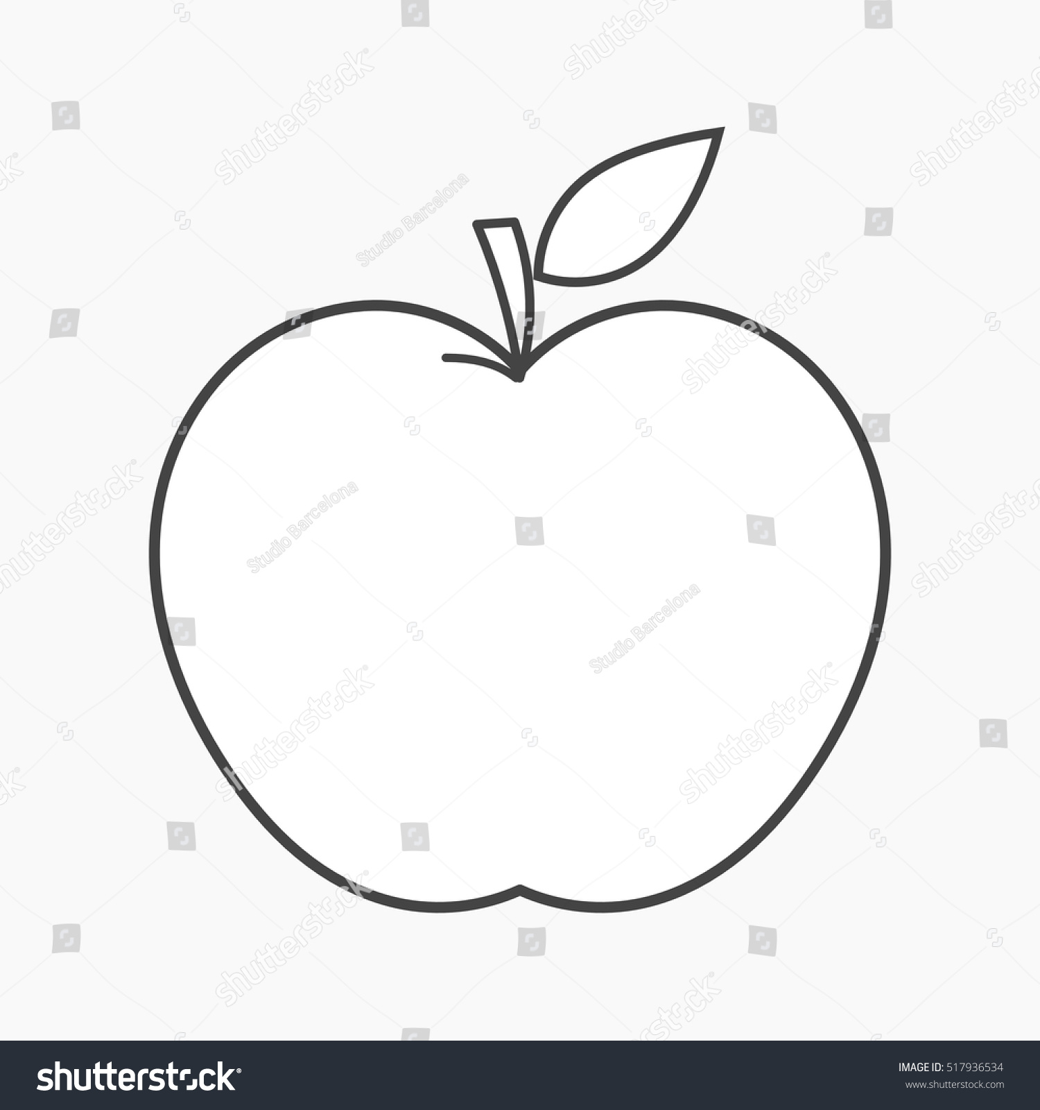 リンゴの輪郭の形のアイコン ベクターイラスト のベクター画像素材 ロイヤリティフリー