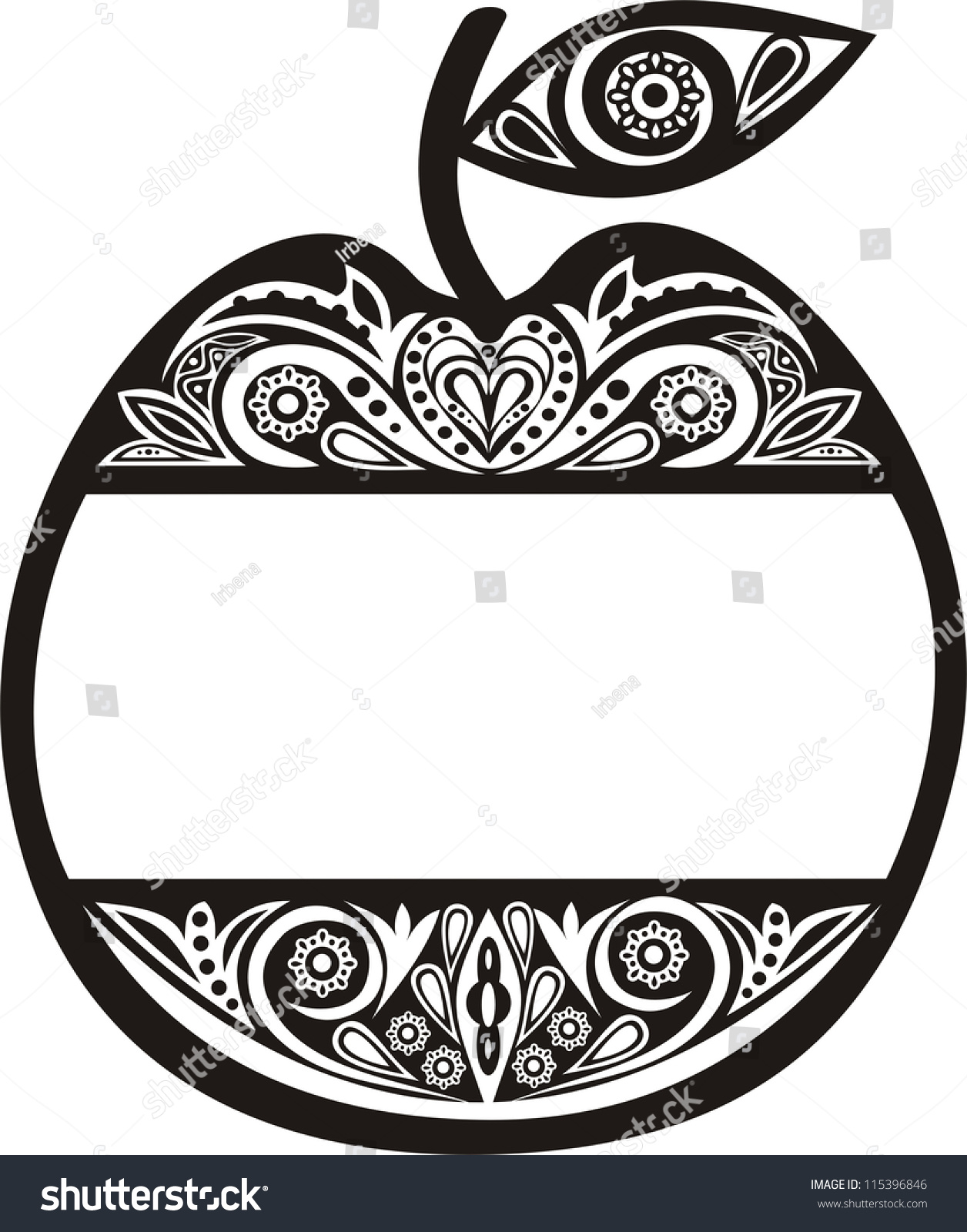 Apple Pattern Black White Vector Illustration Stock Vector (Royalty ...