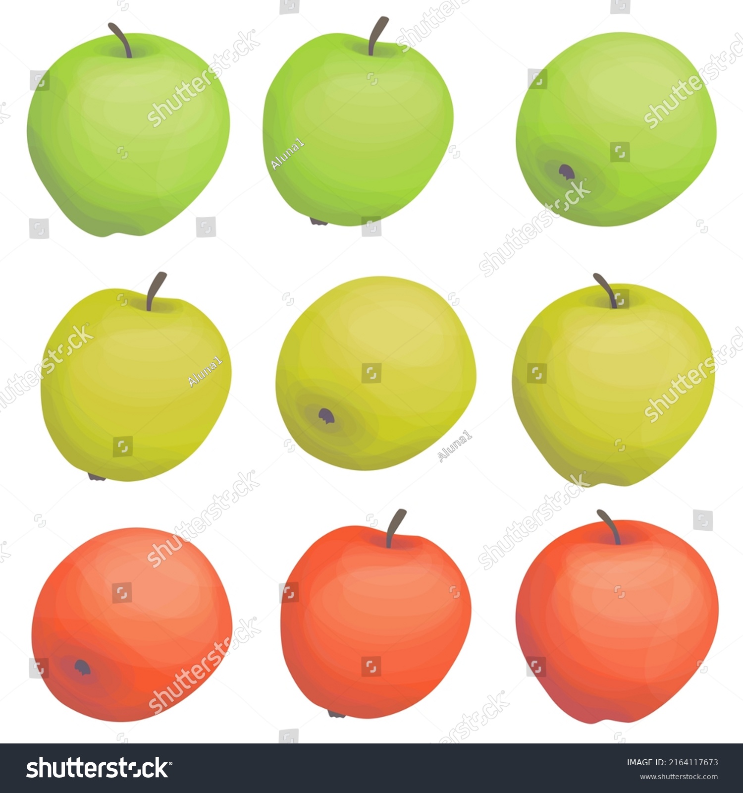 Apple Set Graphic Color Isolated Illustration Stock Vector (Royalty ...