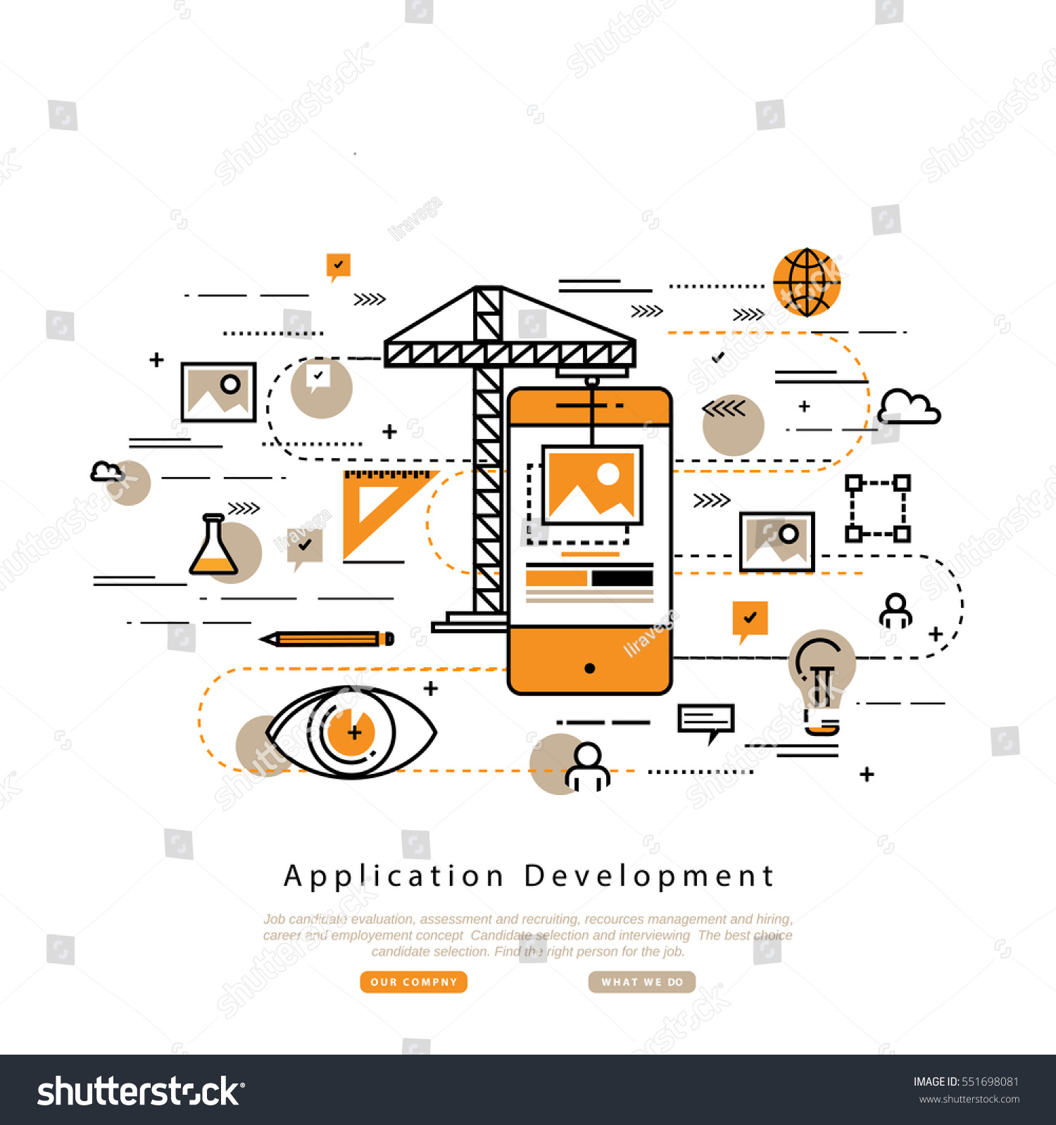 Application Development Flat Line Business Vector Stock 