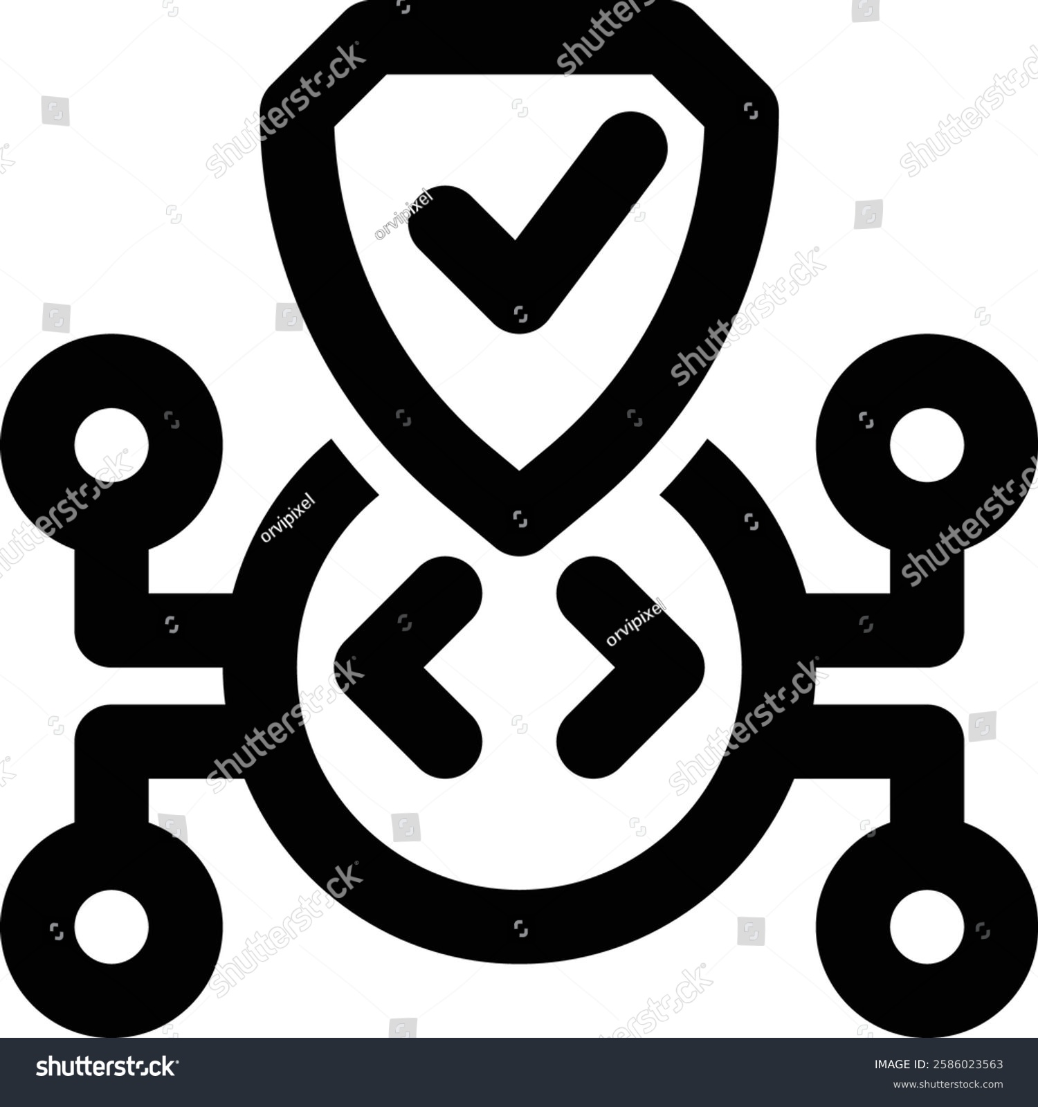 black security shield checkmark network connection clip art preview