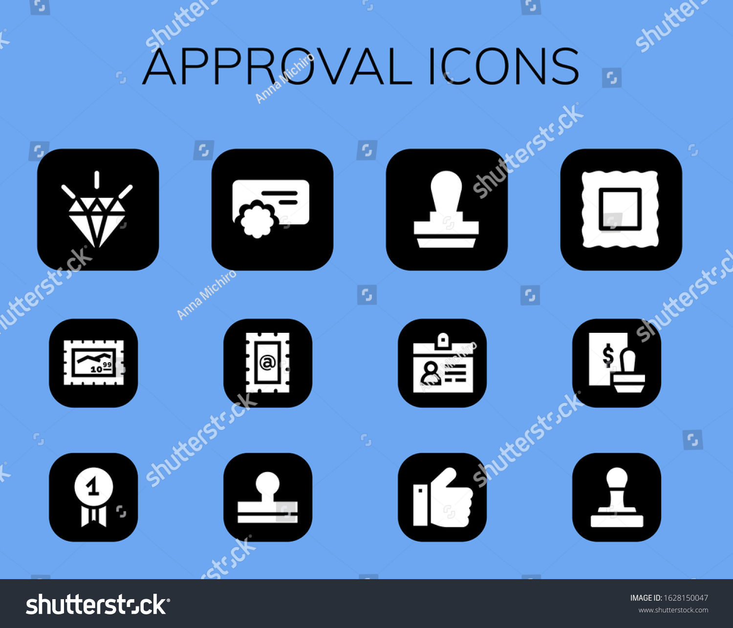 Approval Icon Set 12 Filled Approval Stock Vector Royalty Free