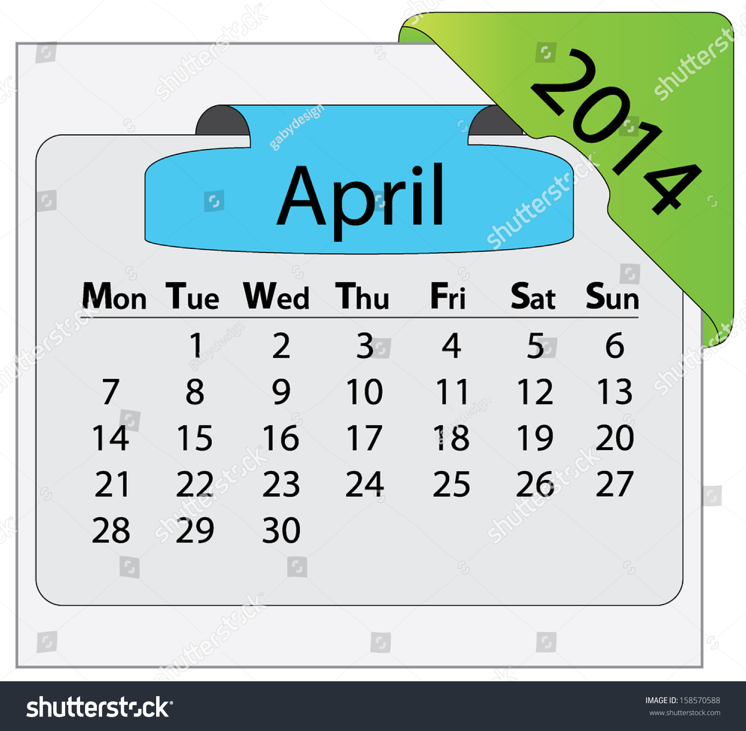 April 2014 Calendar Colorful Label Abstract Stock Vector 158570588 ...