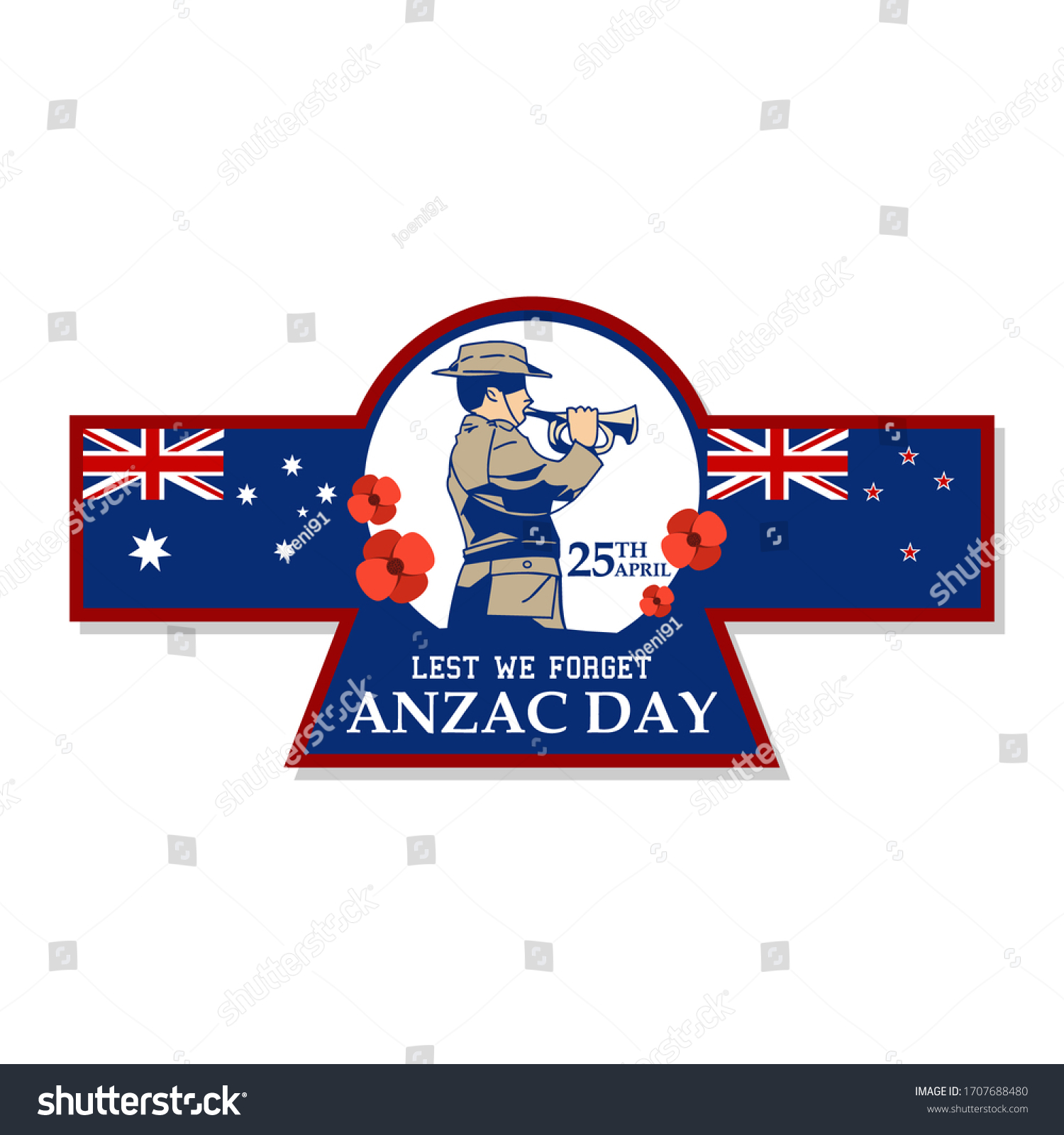 April 25 Happy Anzac Day Vector Stock Vector (Royalty Free) 1707688480 ...