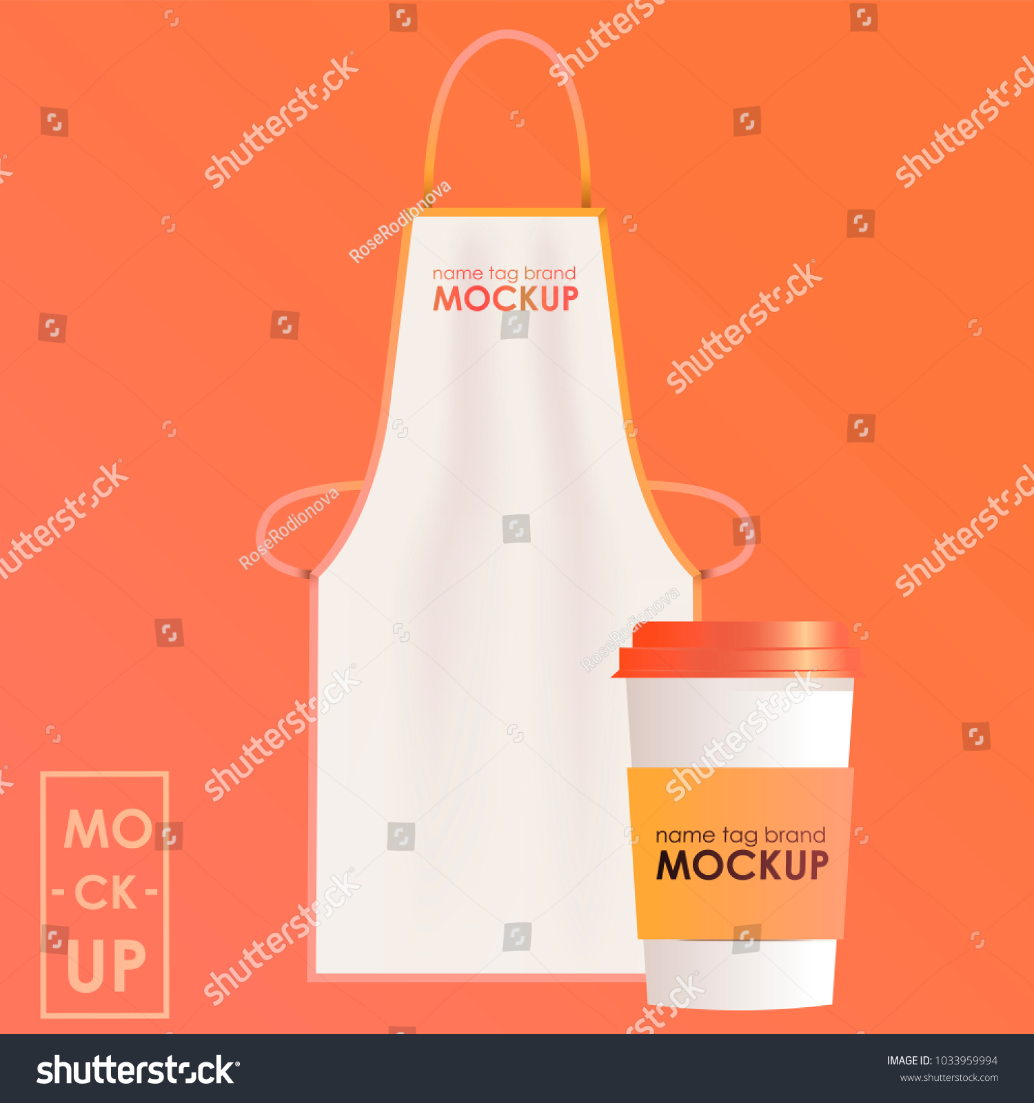 Download Apron Cup Coffee Mockup On Gradient Stock Vector Royalty Free 1033959994