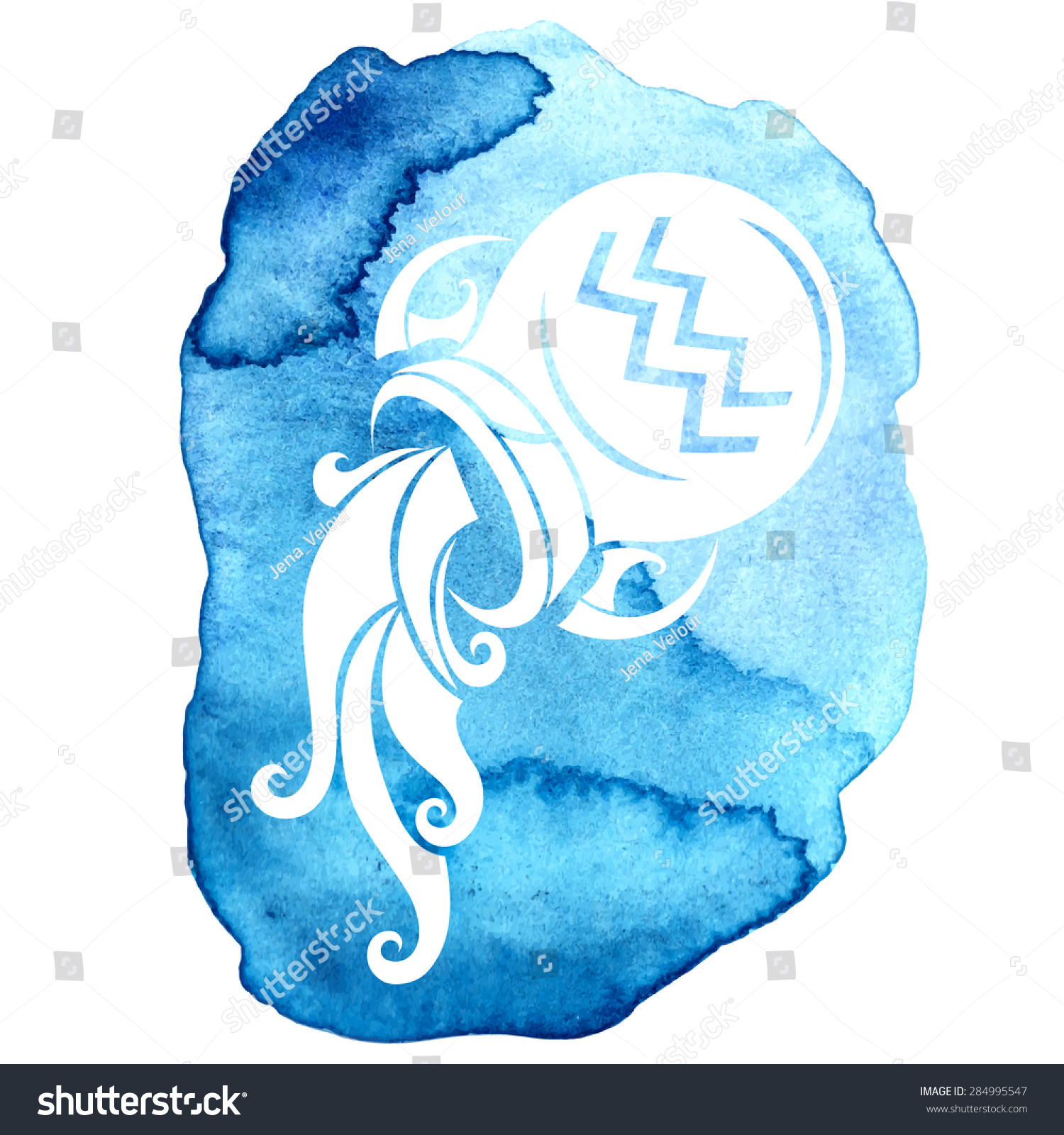 Aquarius Zodiac Sign On Watercolor Background Stock Vector 284995547 ...